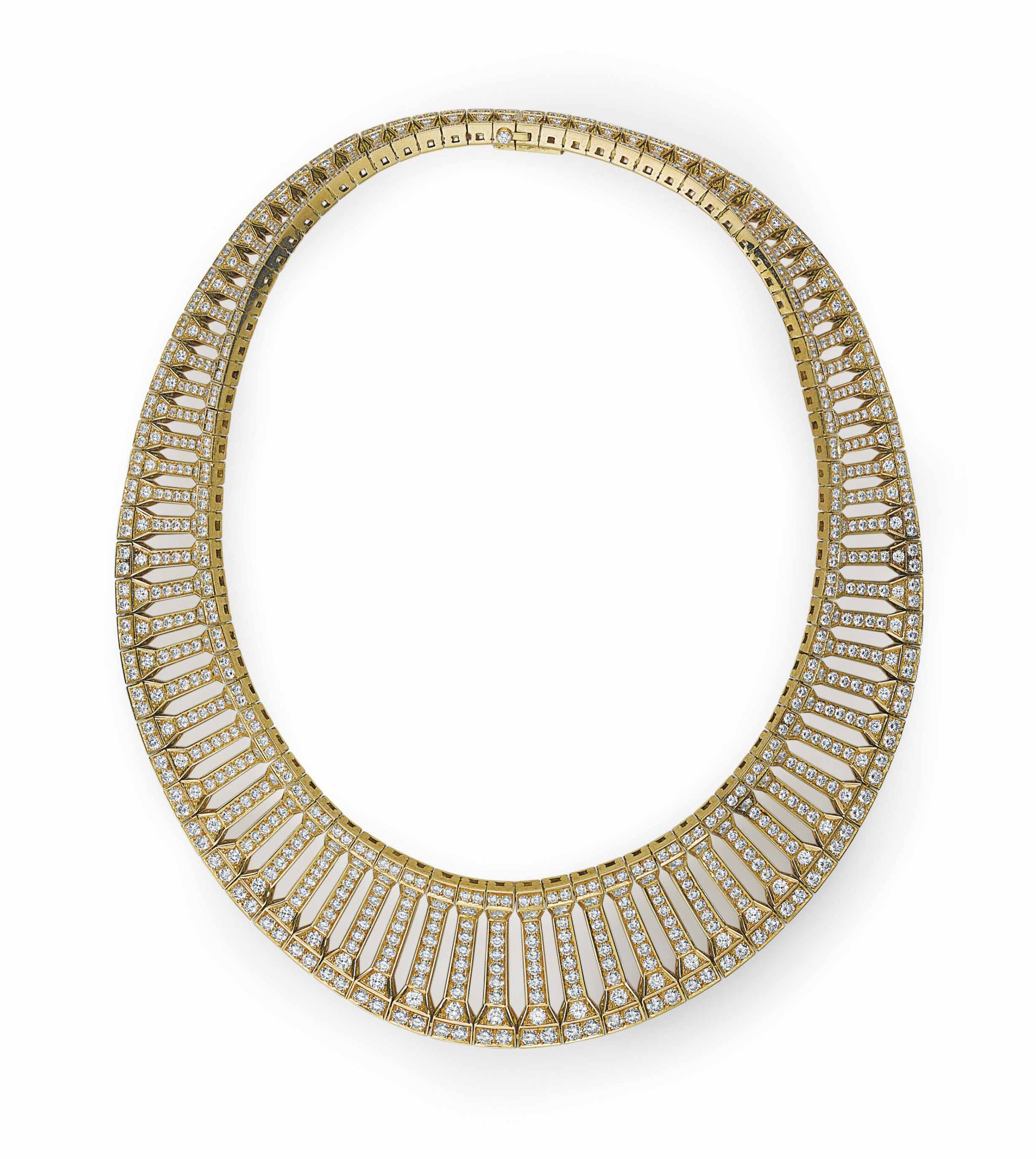 A DIAMOND AND GOLD NECKLACE, BY CARTIER