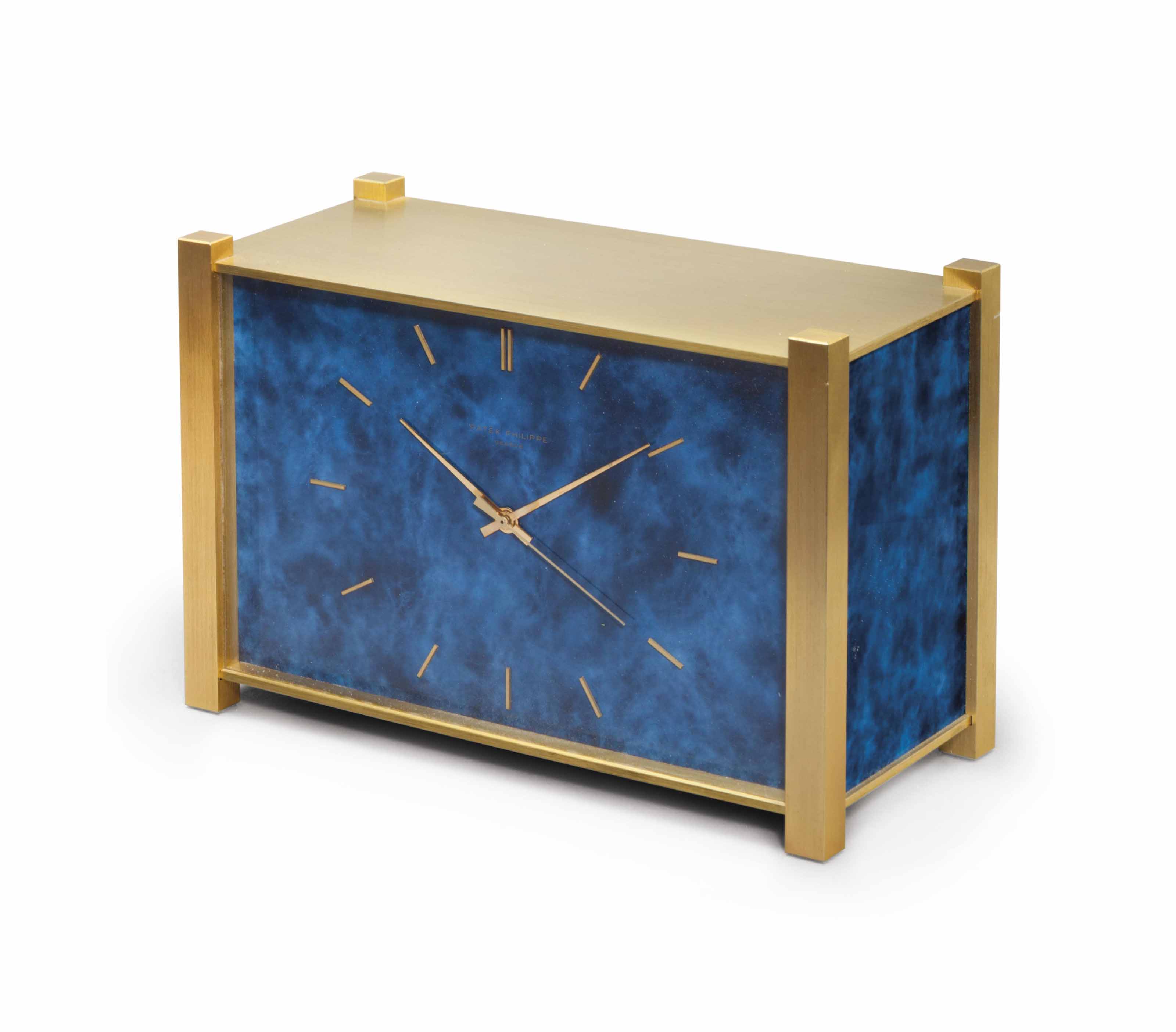 Patek Philippe A Fine And Rare Gilt Brass And Blue Lacquer Quartz