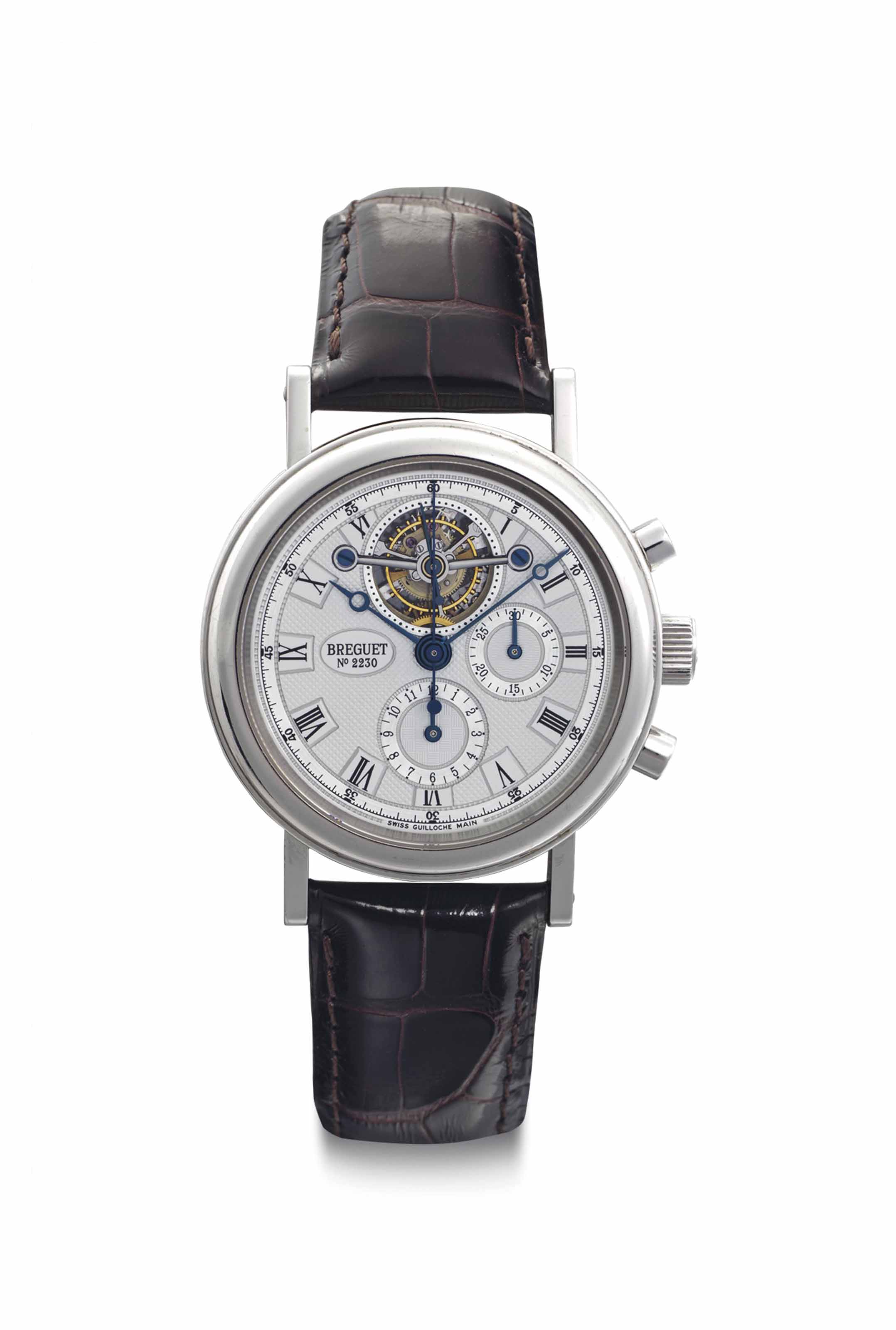 Breguet. A Fine Platinum Tourbillon Chronograph Wristwatch ...