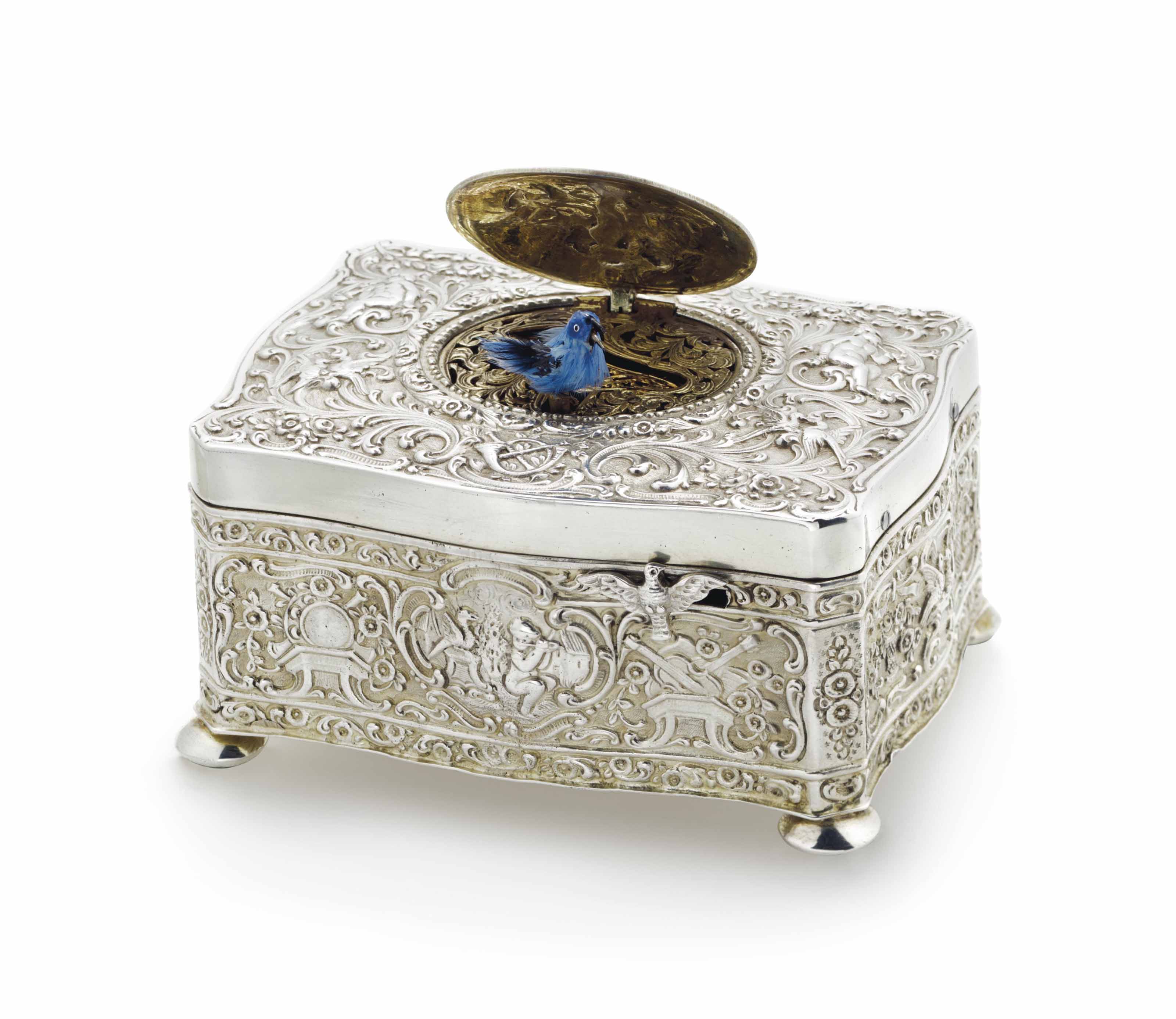 Swiss. A Silver Singing Bird Box