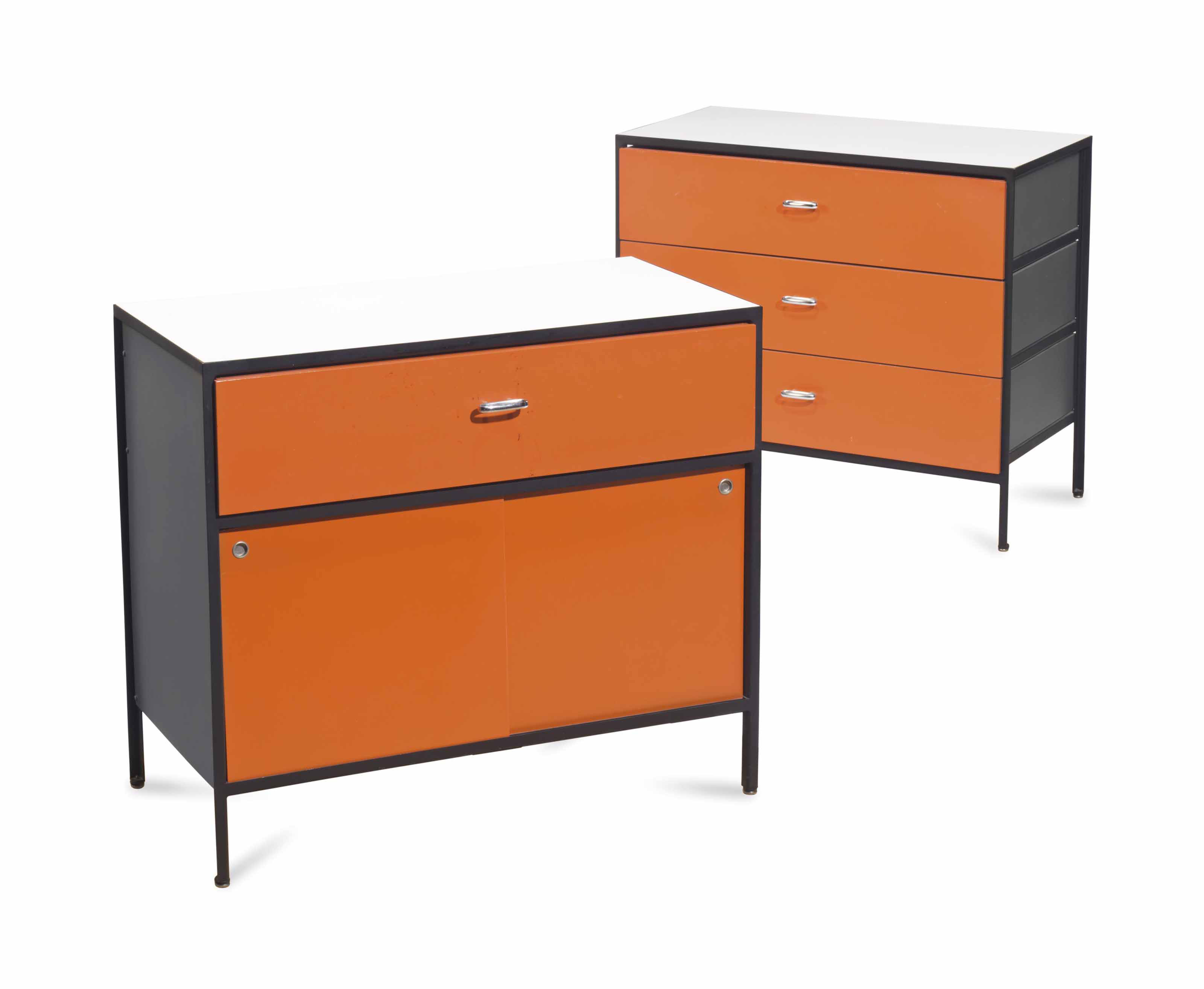 A Pair Of Steel Frame Side Cabinets By George Nelson For Herman