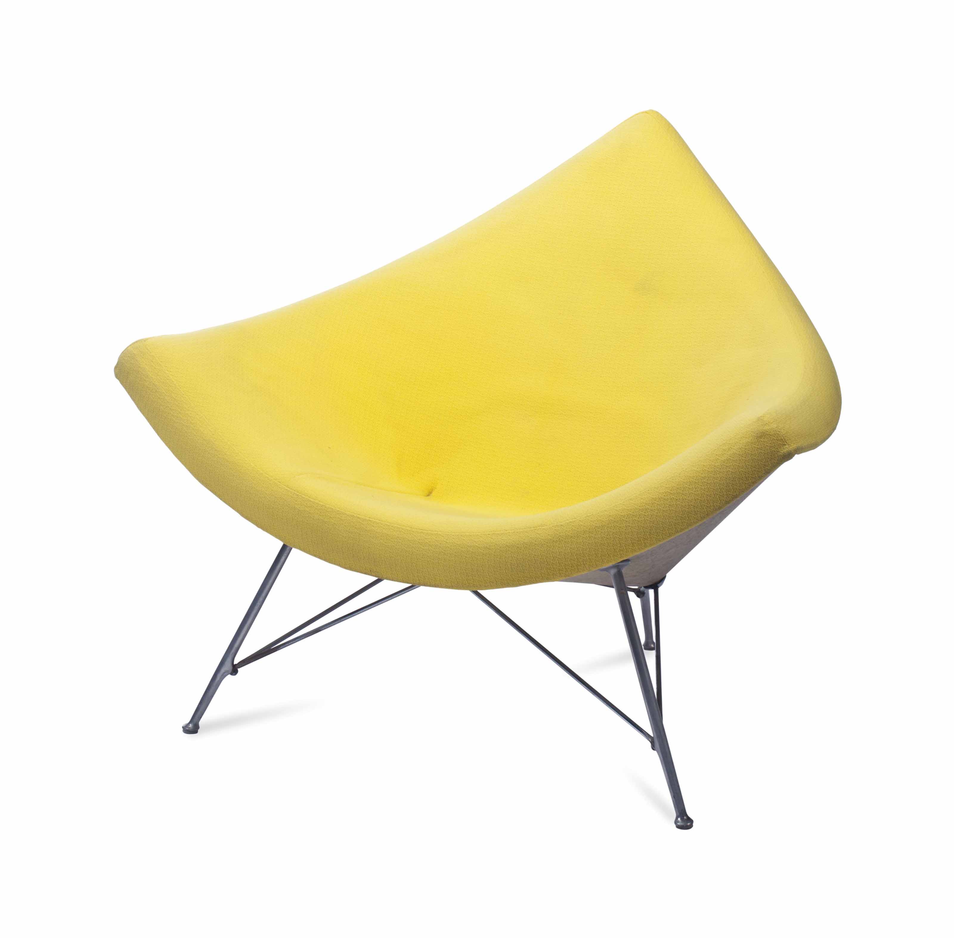 an aluminum and upholstered 'coconut' chair