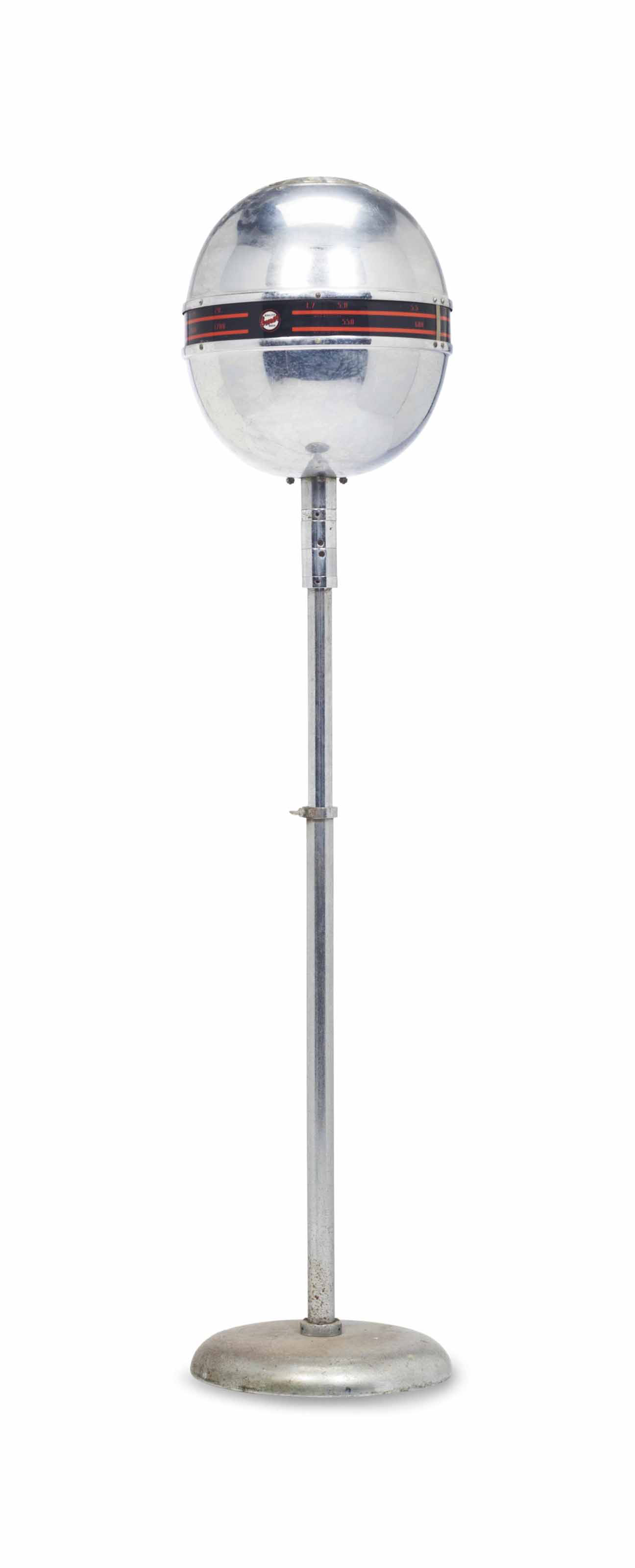 AN ENGLISH CHROMEDMETAL AND STEEL GLOBEFORM RADIO RECEIVER, , EMOR