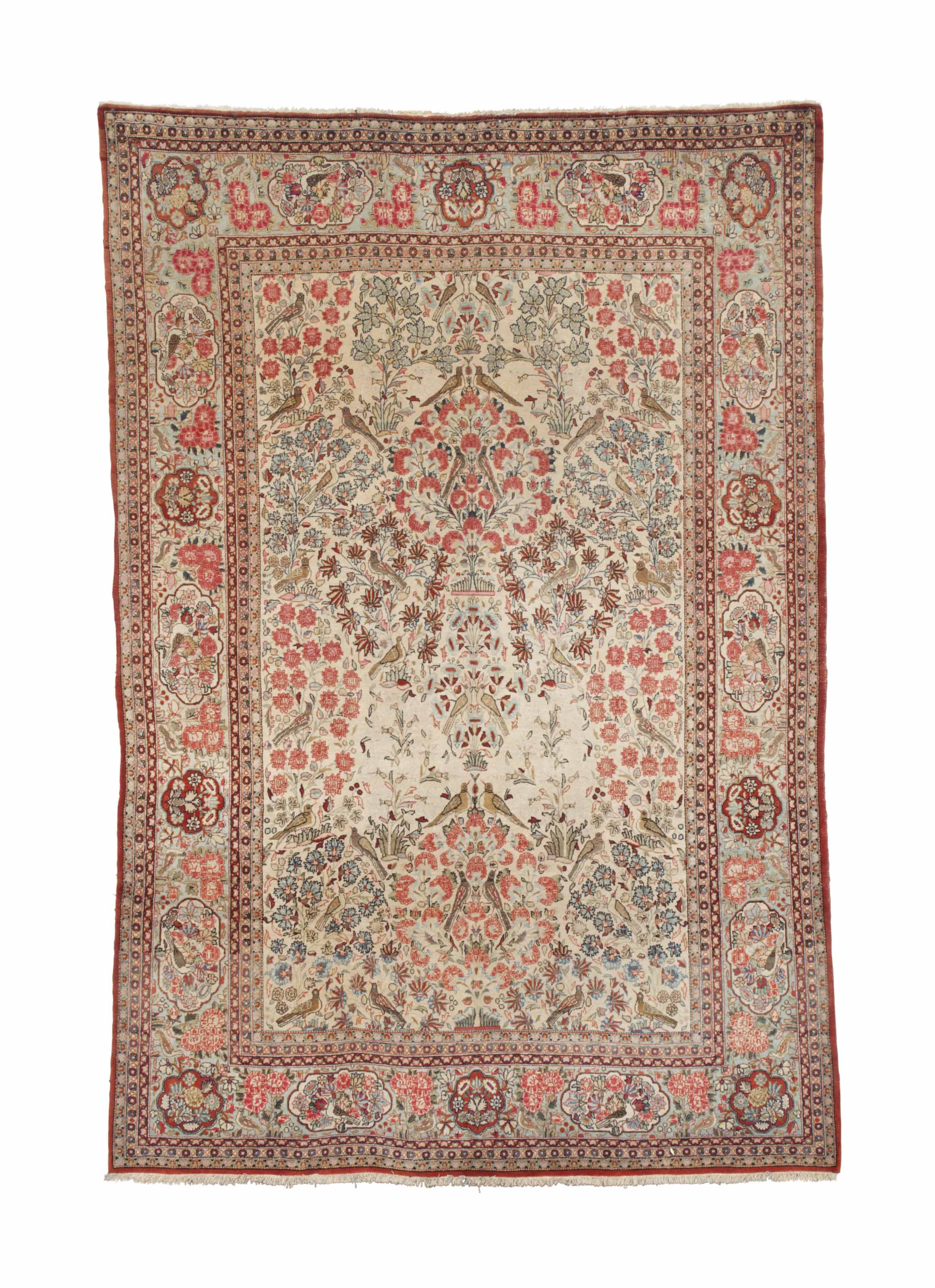 A SILK QUM RUG,