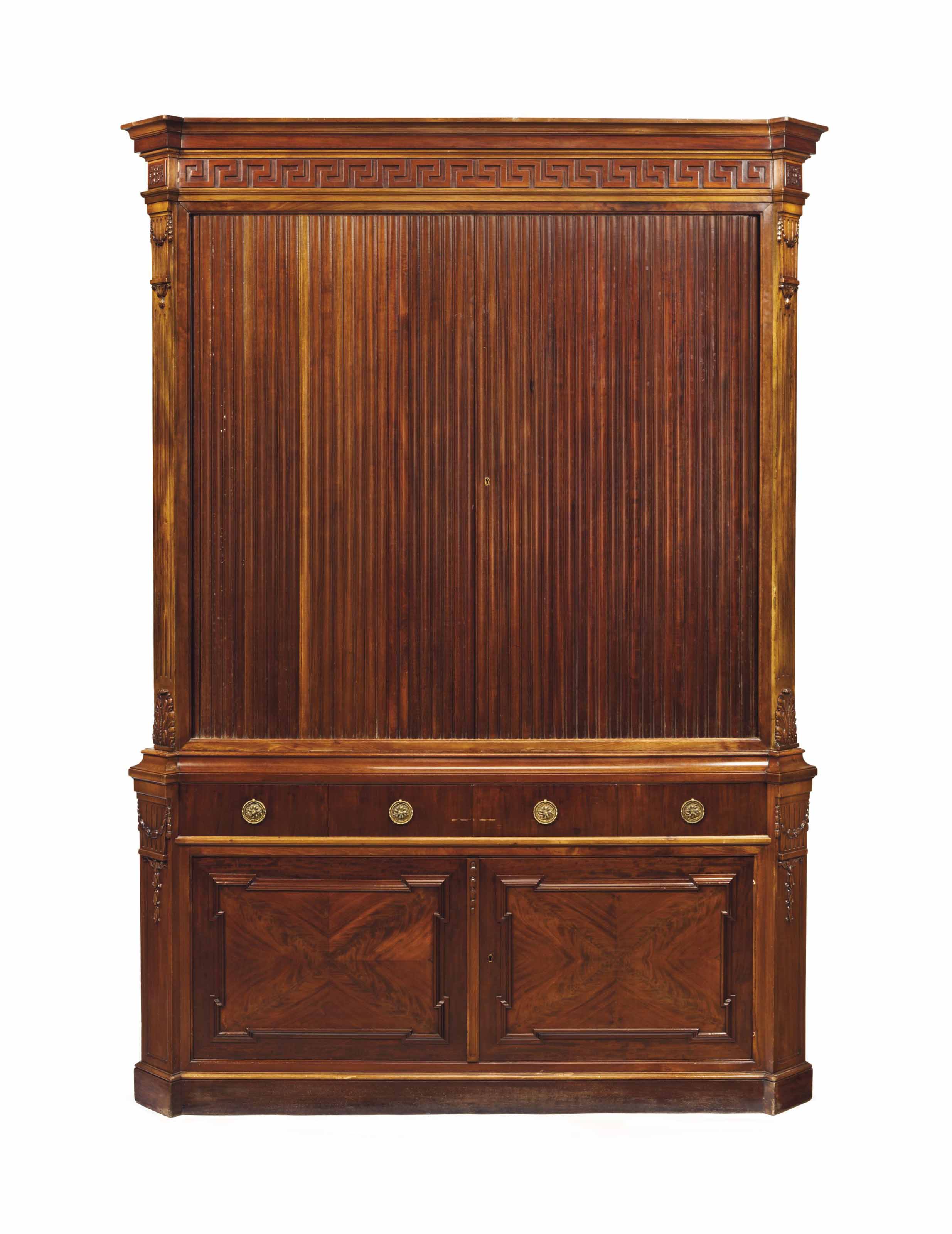 A Dutch Mahogany Linen Press 20th Century Linen Press