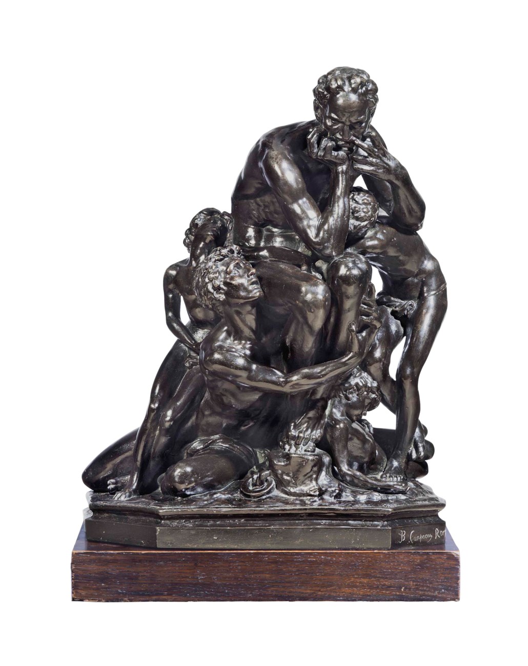 A FRENCH PATINATED BRONZE GROUP OF UGOLINO AND HIS SONS, CAST FROM THE ...