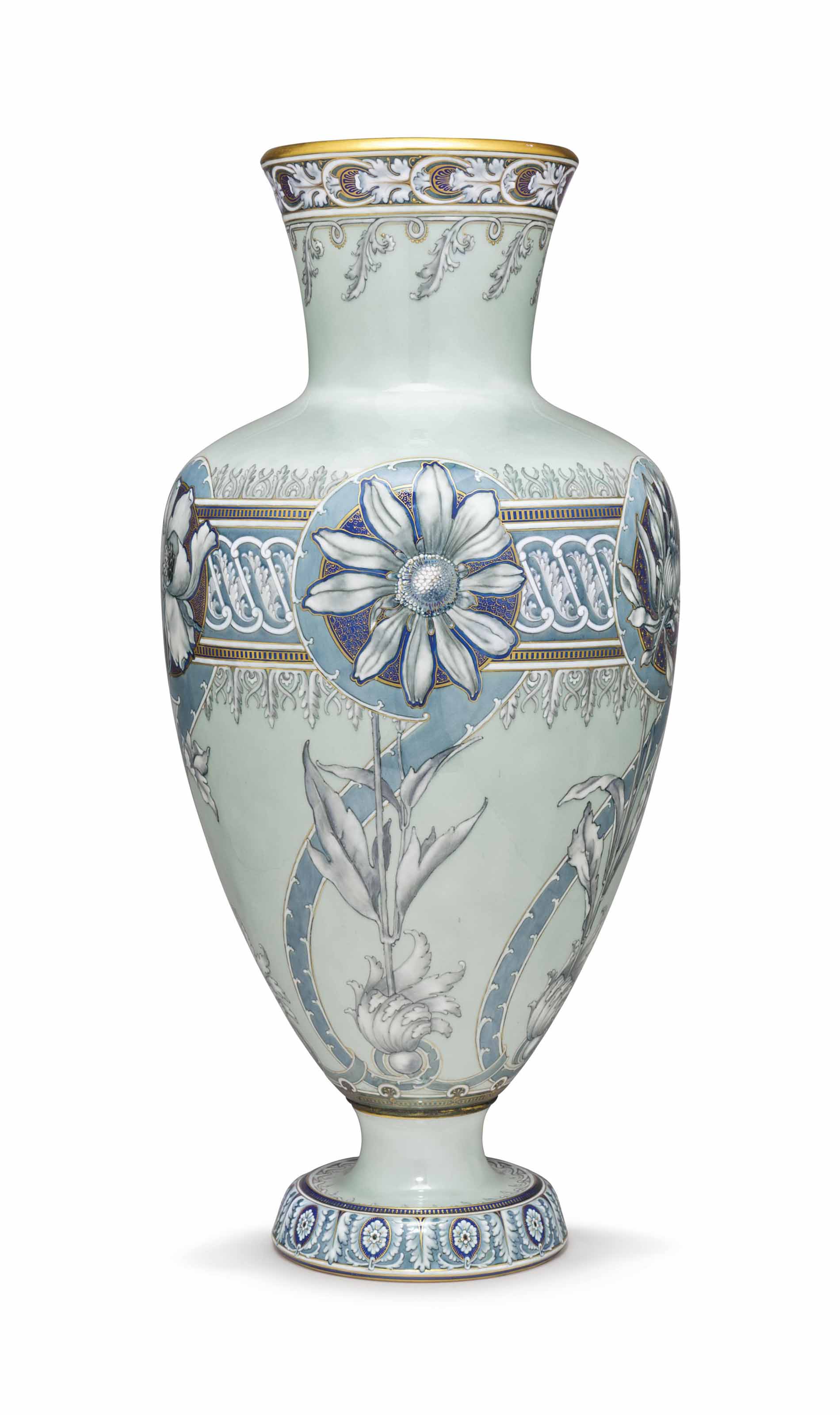 A SEVRES (REPUBLIQUE FRAN?AIS) PORCELAIN CELADONGROUND VASE (VASE DE