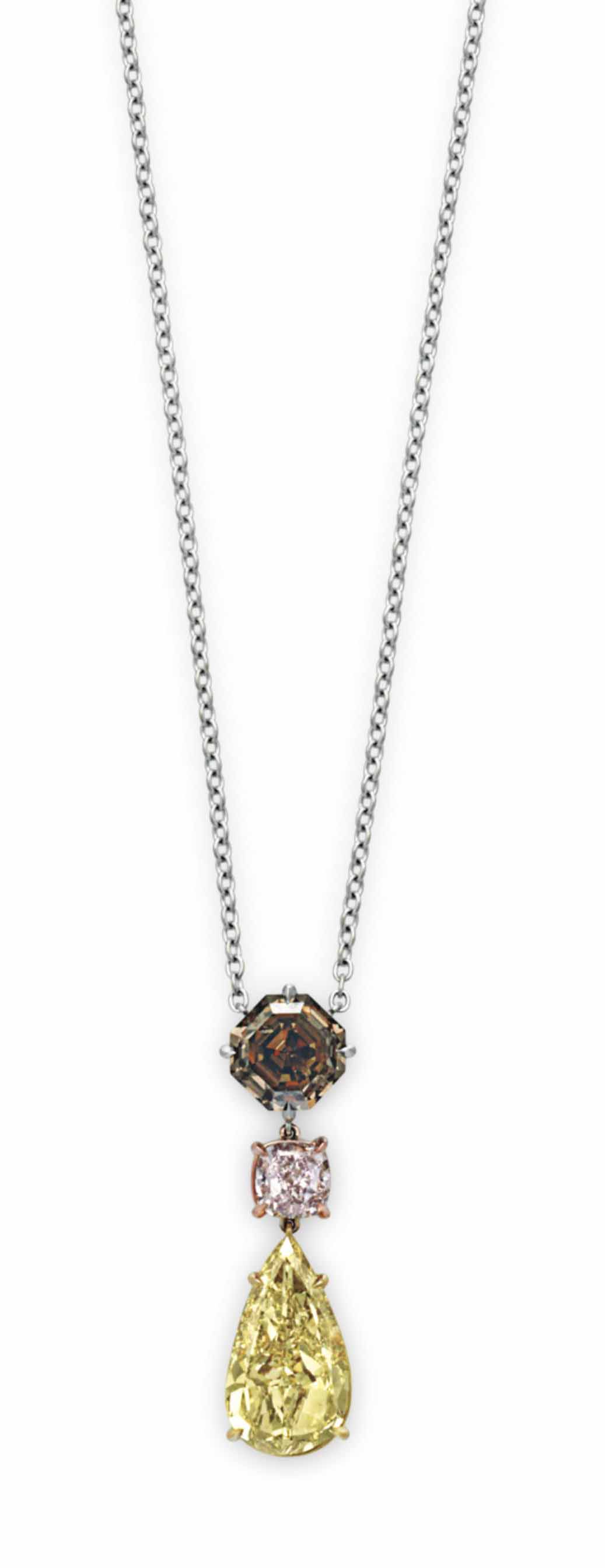 A THREE-STONE COLORED DIAMOND PENDANT NECKLACE | Christie's (1037 x 2686 Pixel)