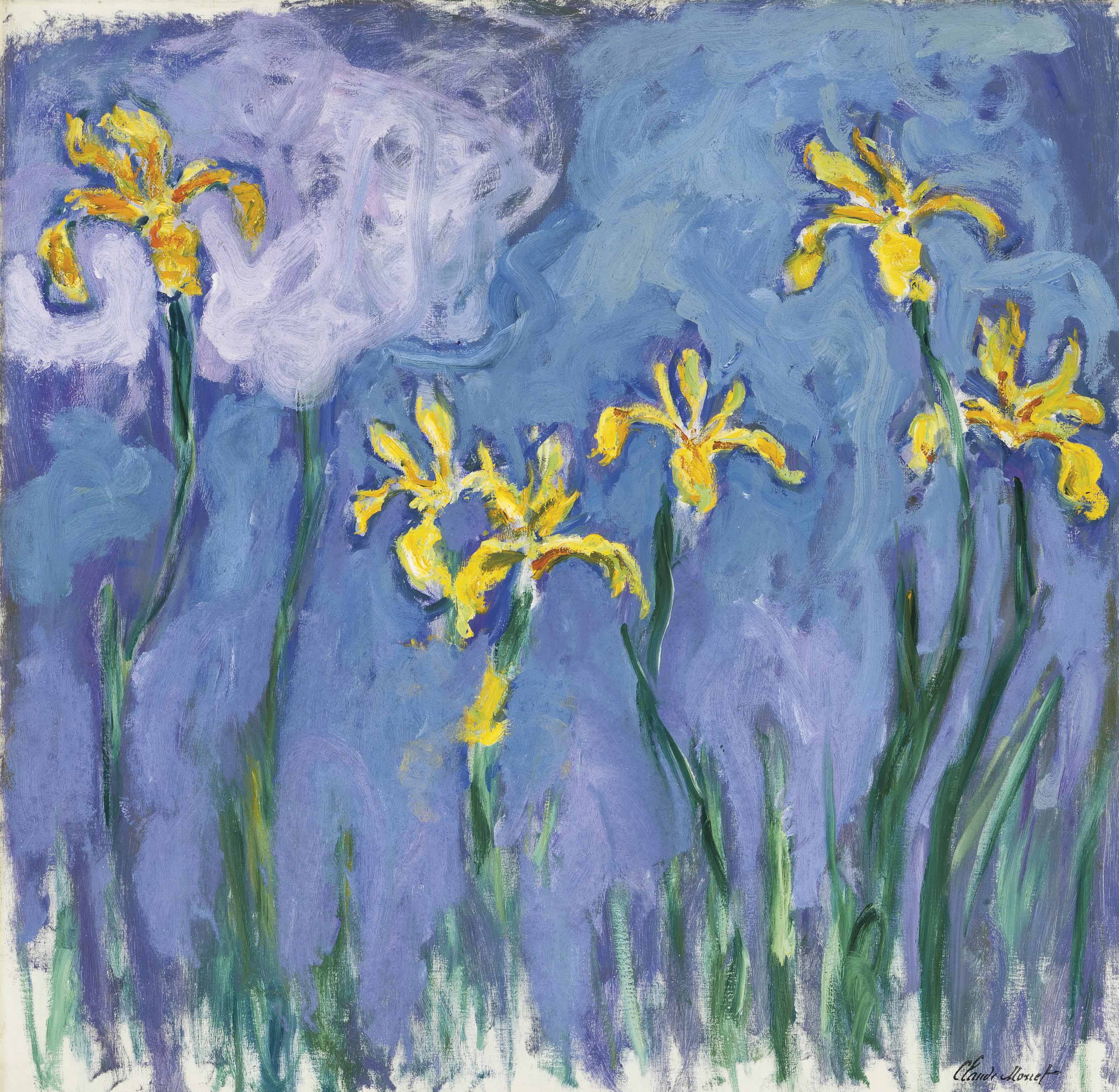 Claude Monet 1840 1926 Iris Jaunes Au Nuage Rose 19th