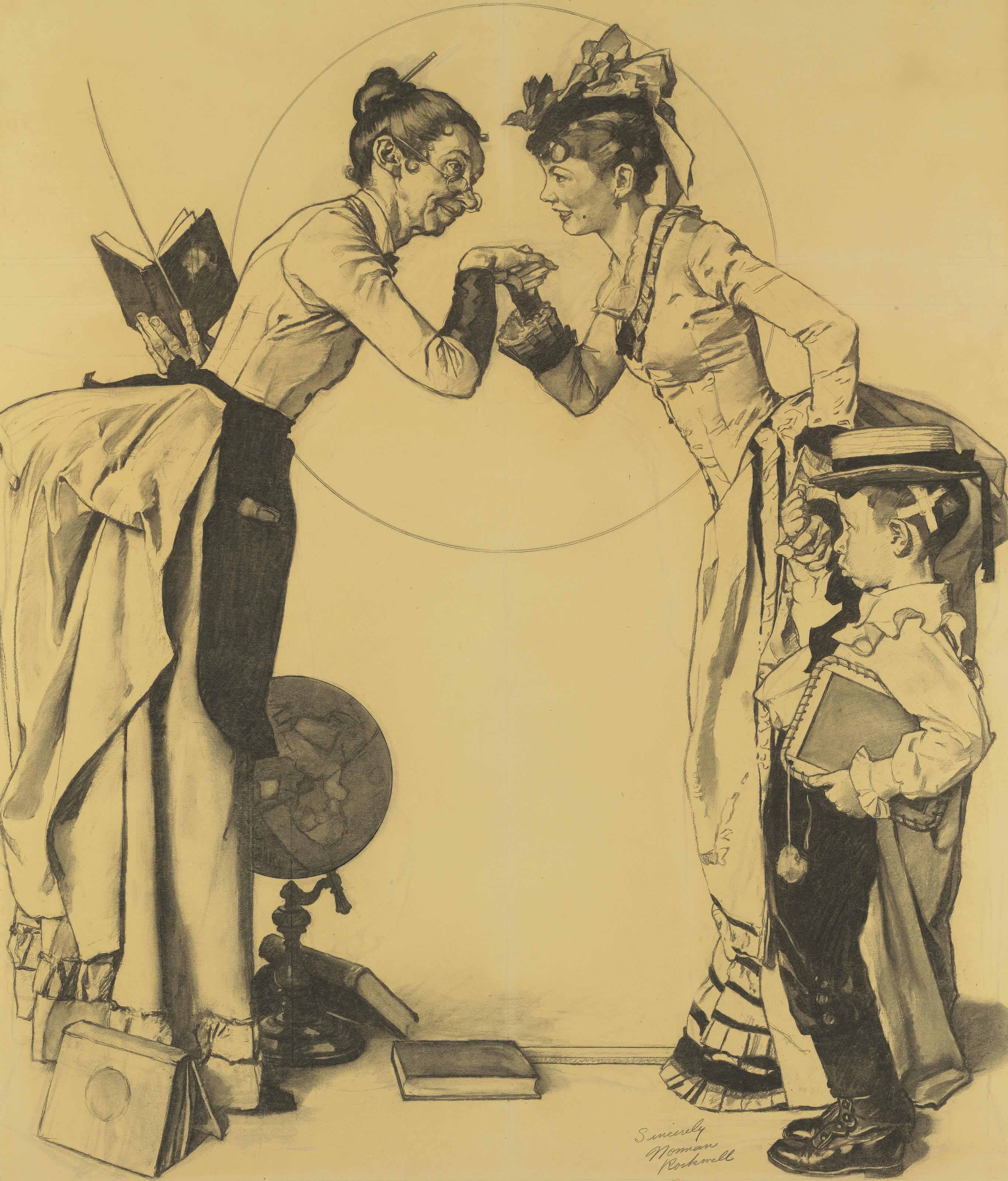 Study for 'Schoolteacher, Mother and Little Boy (School Days)'
