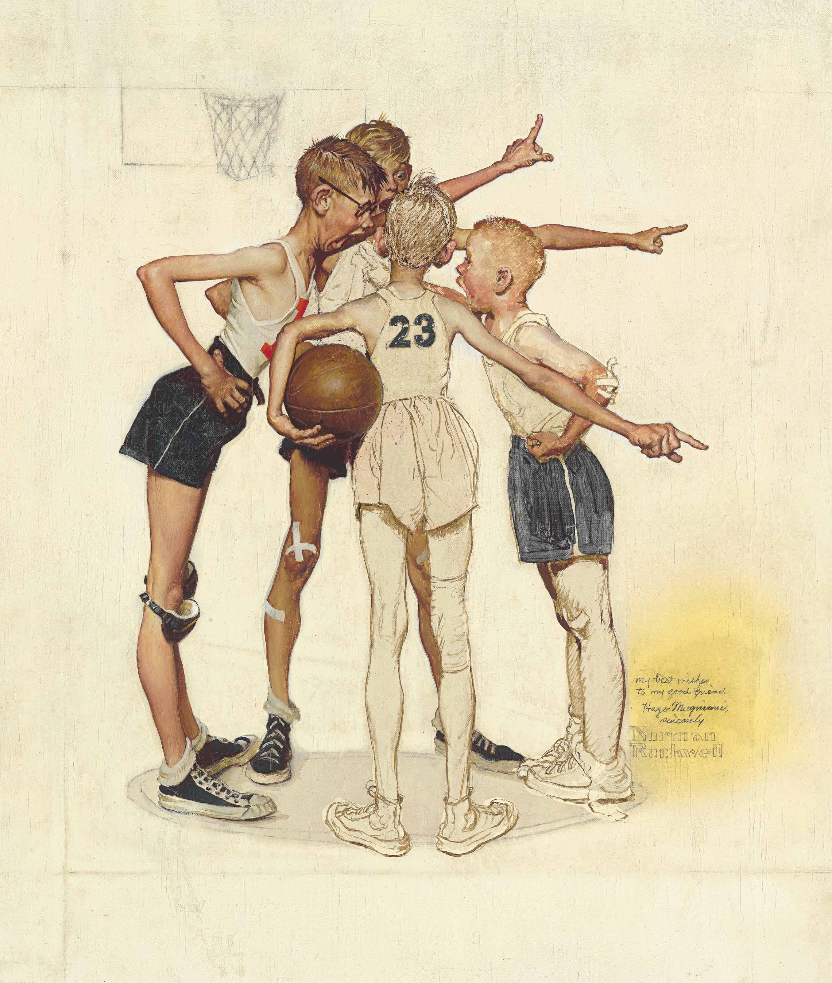 Study for 'Four Sporting Boys: Basketball'