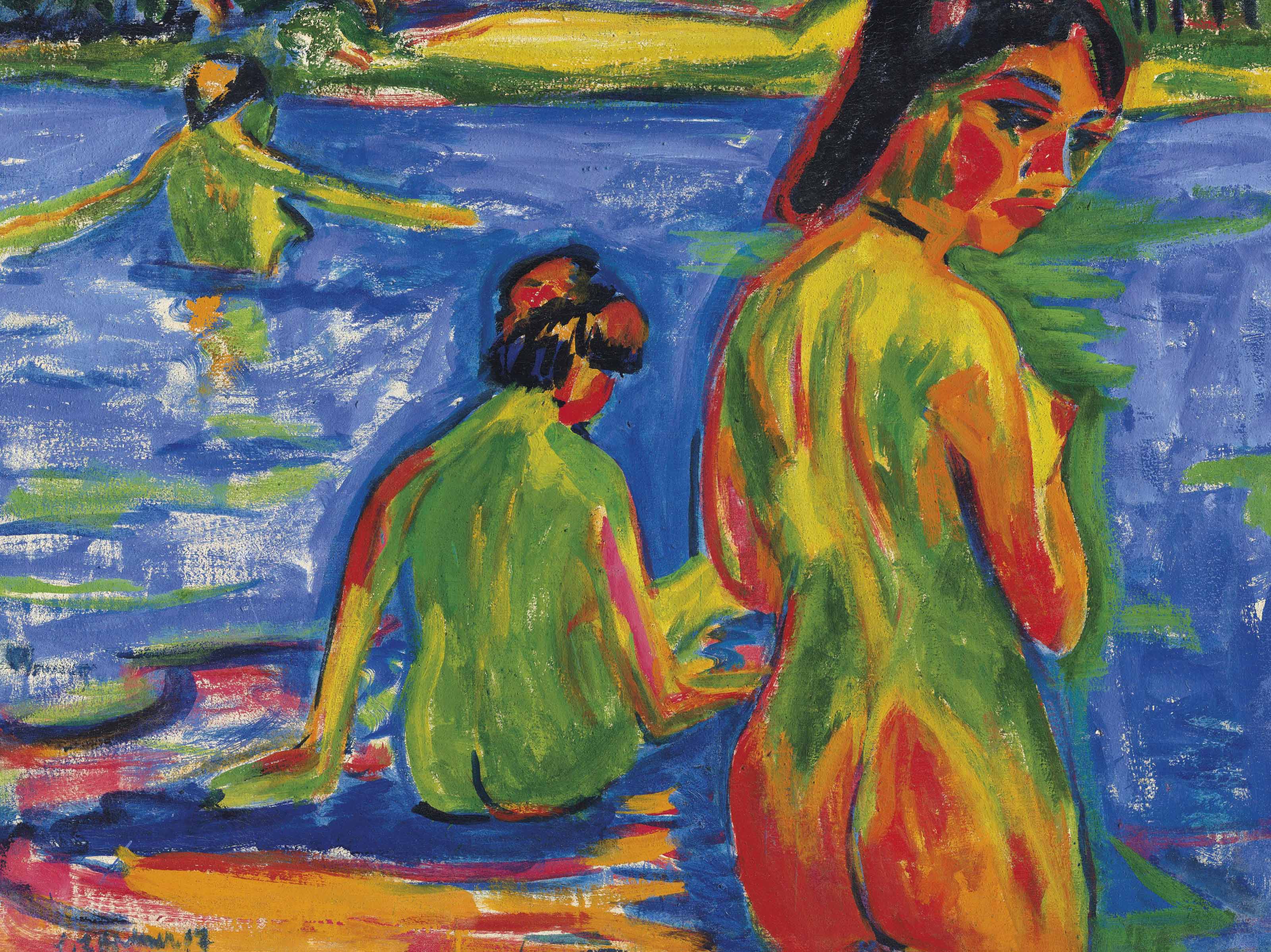 Ernst Ludwig Kirchner (18801938) , Im See badende Mädchen