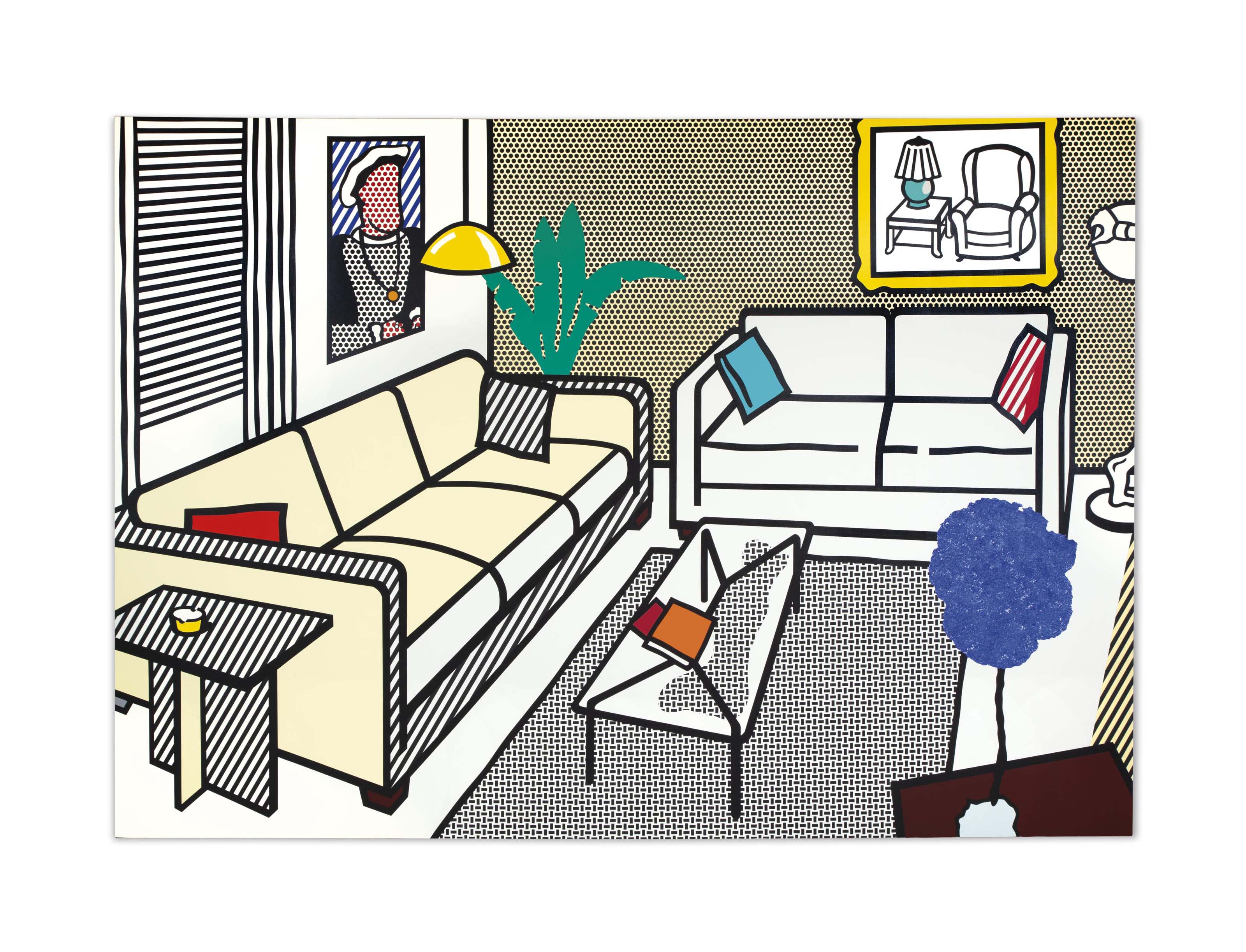 Roy Lichtenstein 1923 1997 Interior With Yves Klein Sculpture