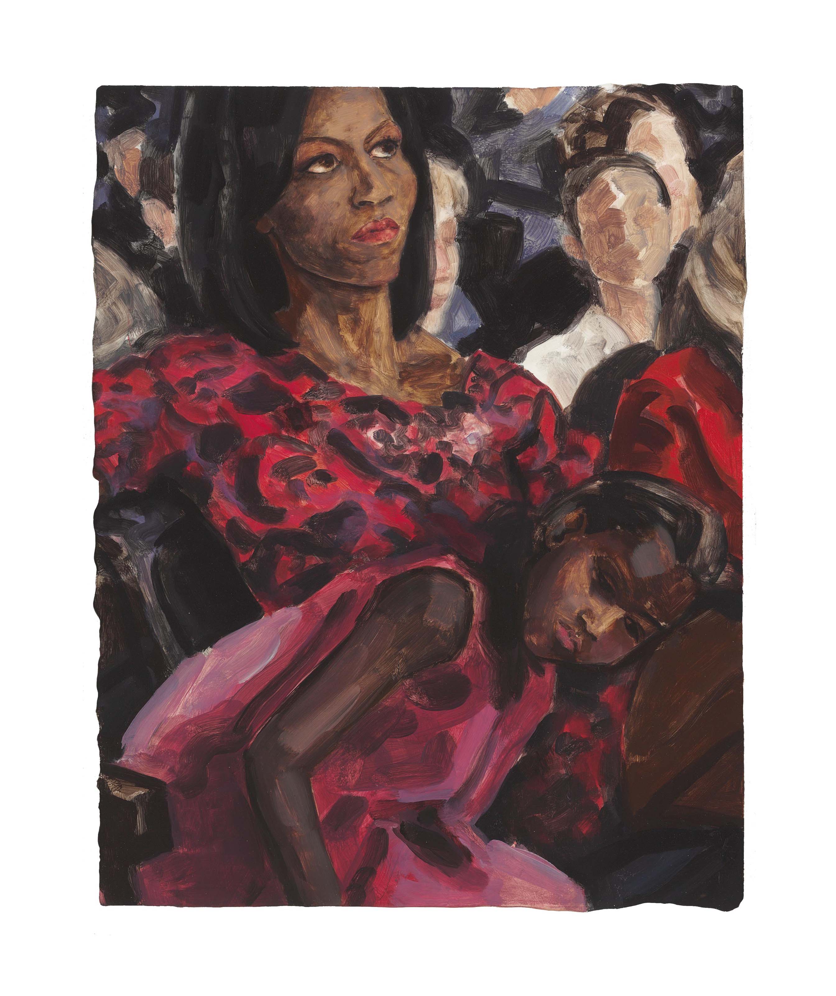 Elizabeth Peyton B 1965 Michelle And Sasha Obama Listening To