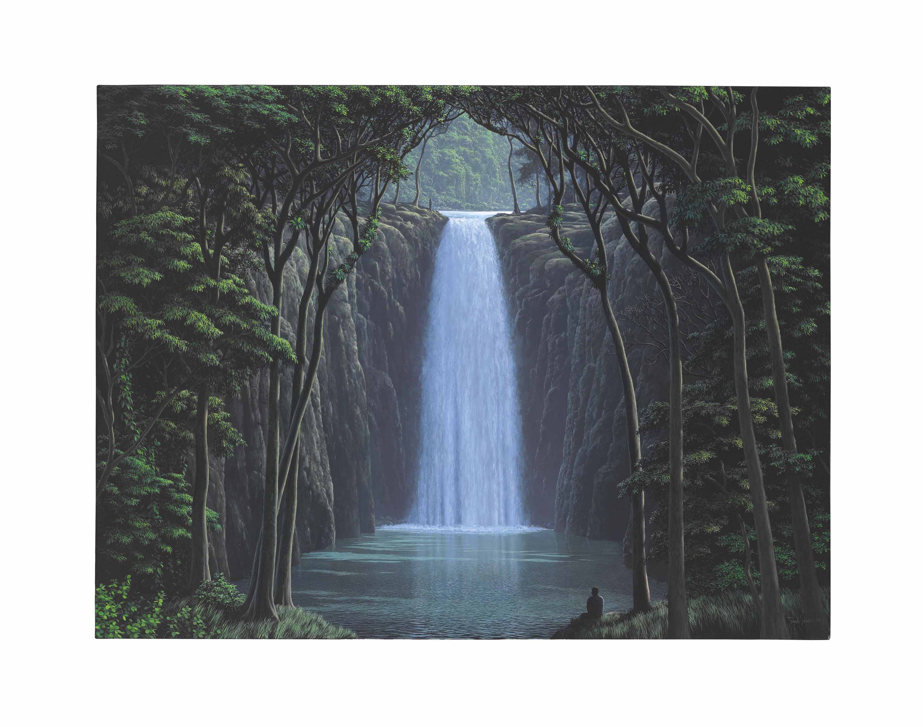 Tomás Sánchez (b 1948) Cascada con dos contempladores Christie #39 s