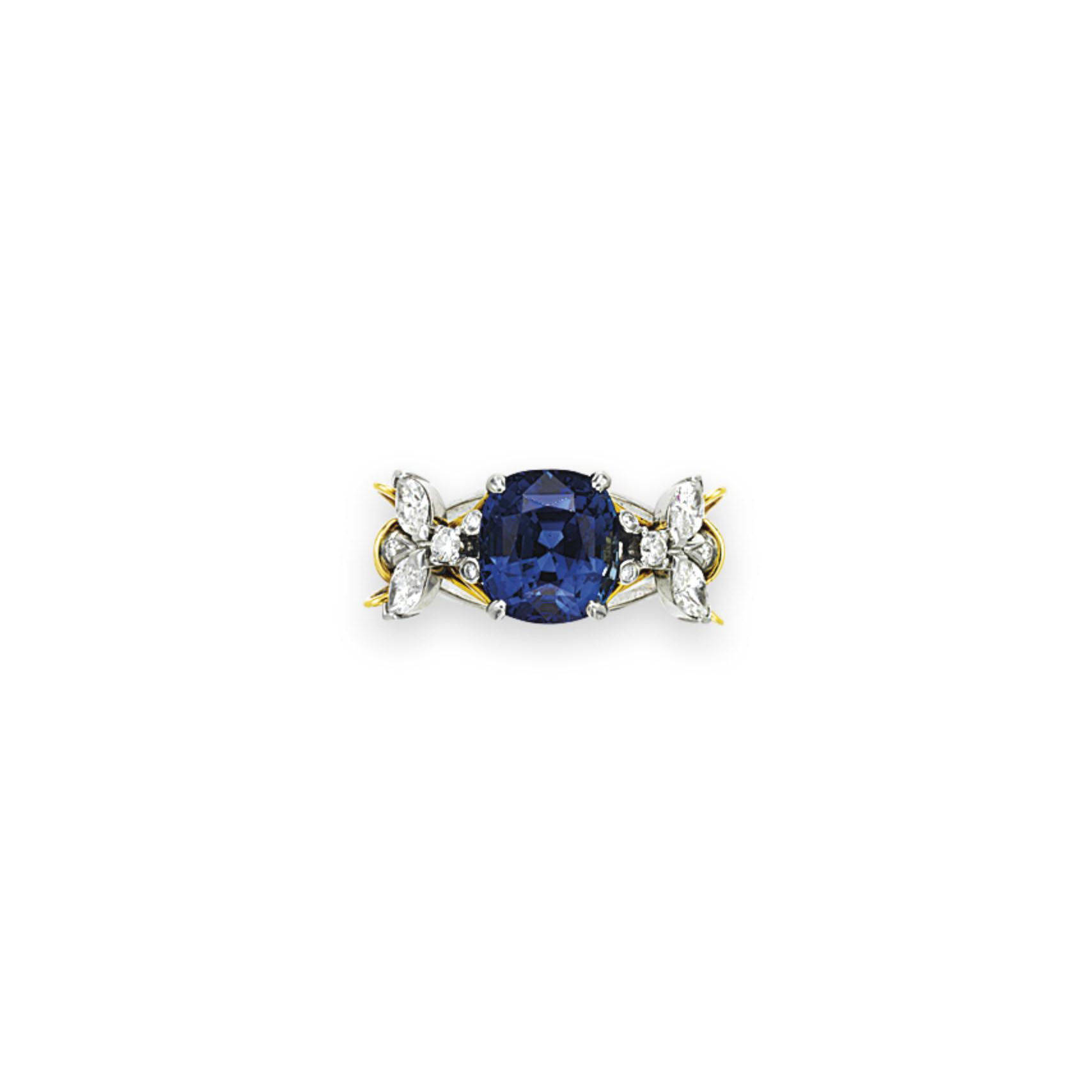 A SAPPHIRE AND DIAMOND TWO BEES RING BY JEAN SCHLUMBERGER