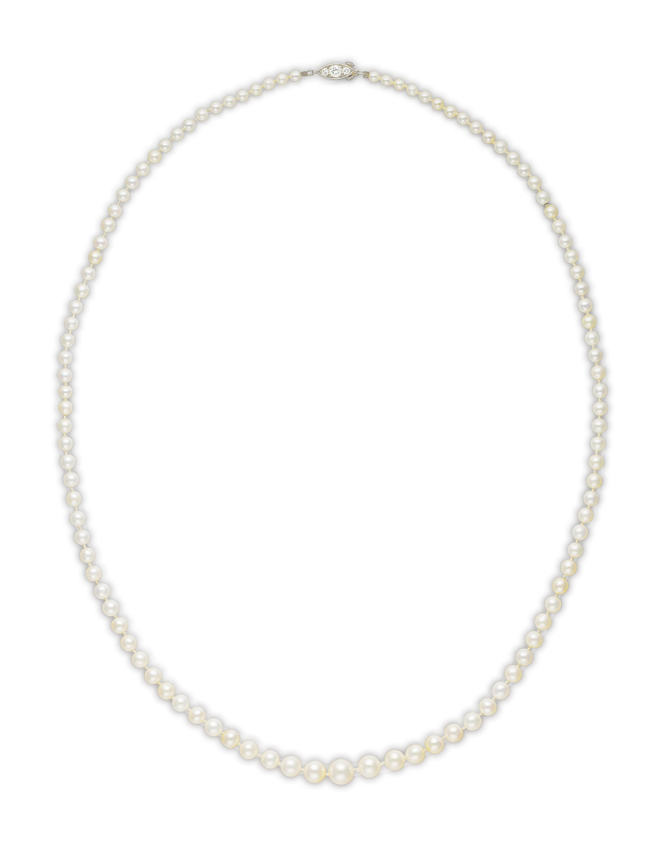 A SINGLE-STRAND NATURAL PEARL NECKLACE 