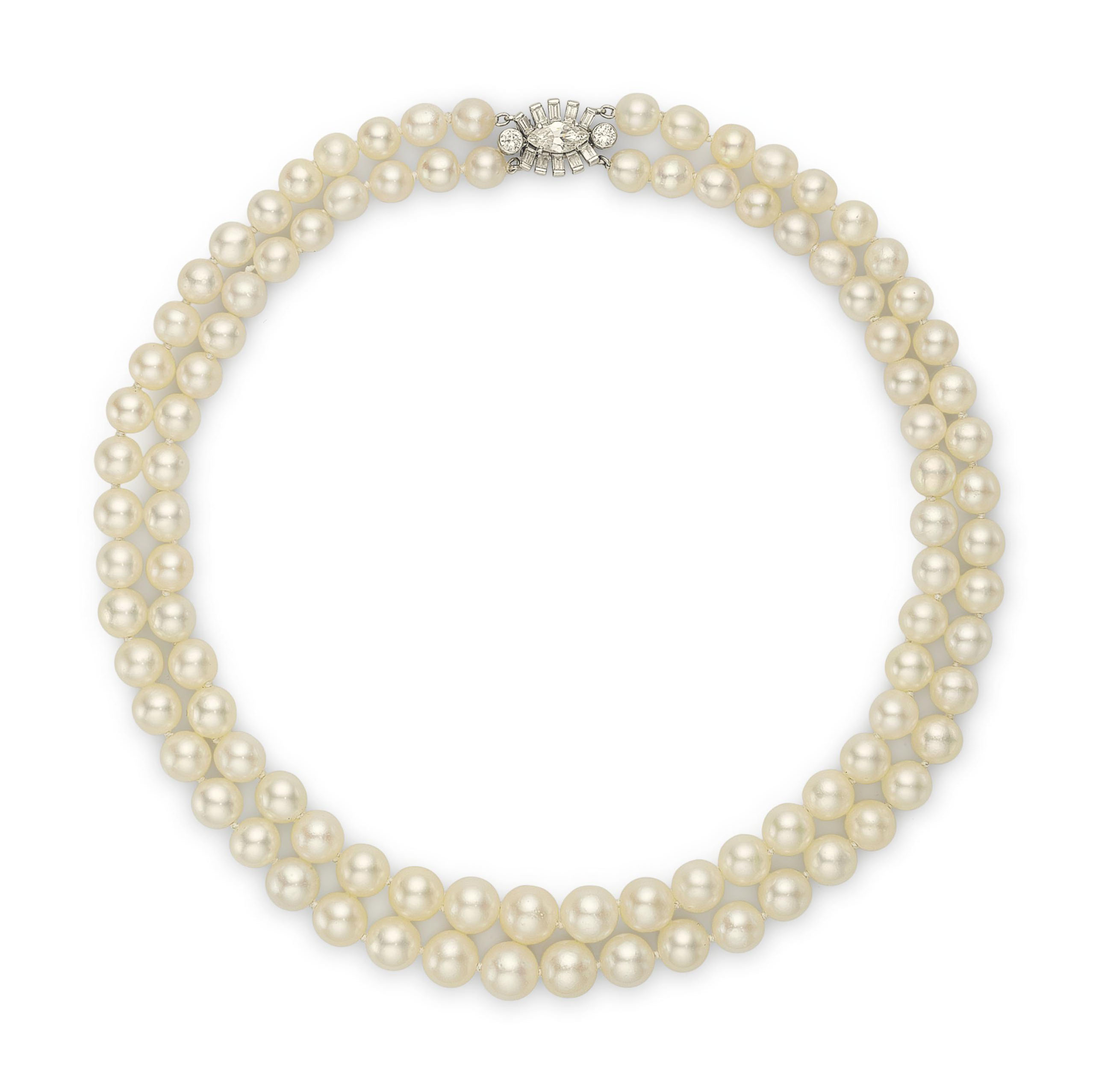 A TWO-STRAND NATURAL PEARL NECKLACE, BY 