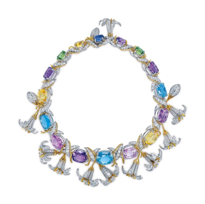 A multi-gem, gold and platinum Jasmin necklace, by Jean Schlumberger, Tiffany & Co. Sold for $725,000 on 10 December 2015 at Christie’s in New York