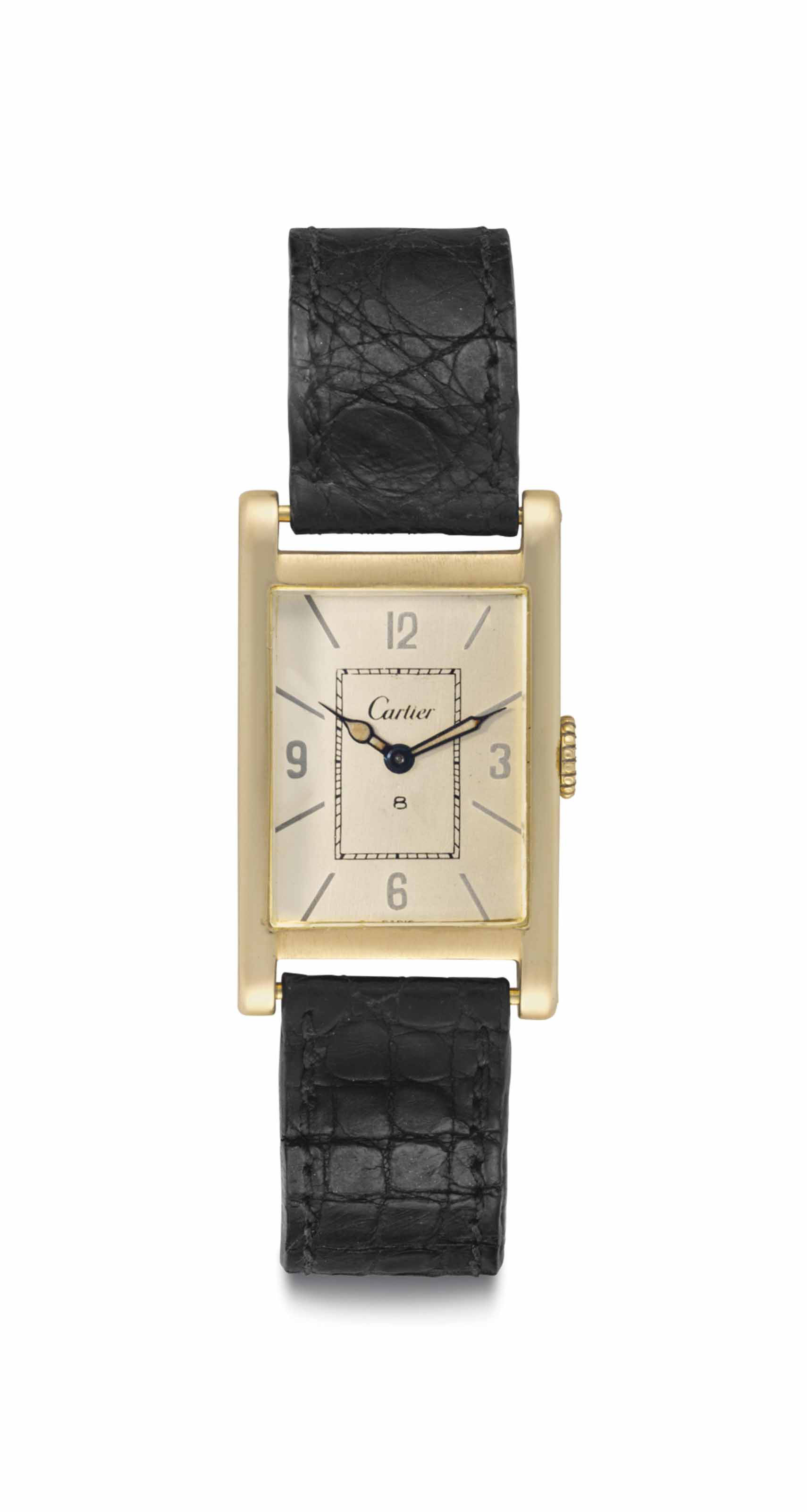 Cartier. An Extremely Rare and Fine 18k Gold Rectangular Wristwatch