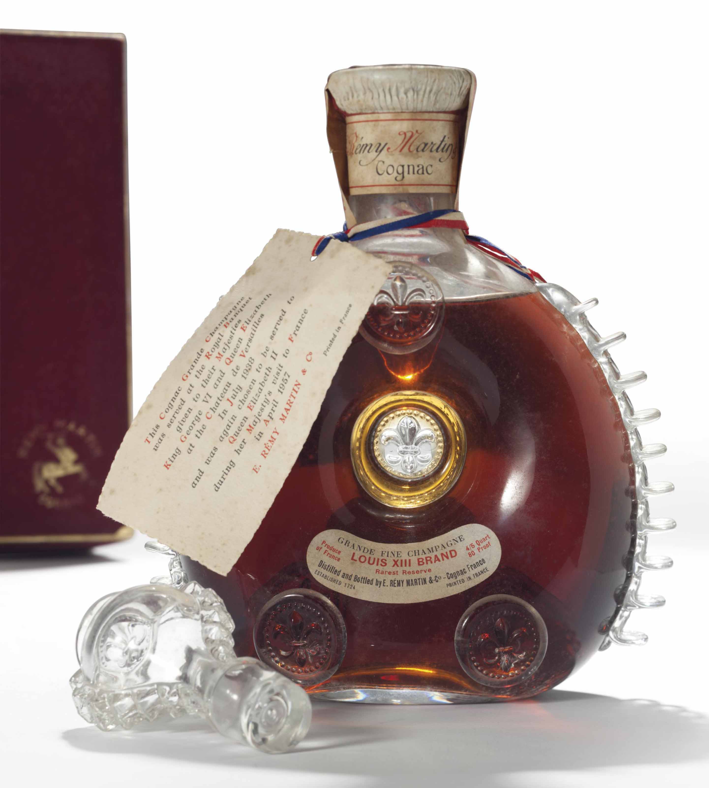 Bonhams : Rémy Martin Louis XIII Very Old Grande Champagne Cognac (1), This  Cognac was served to HM King George VI & Queen Elizabeth at a banquet at  the Château de Versailles