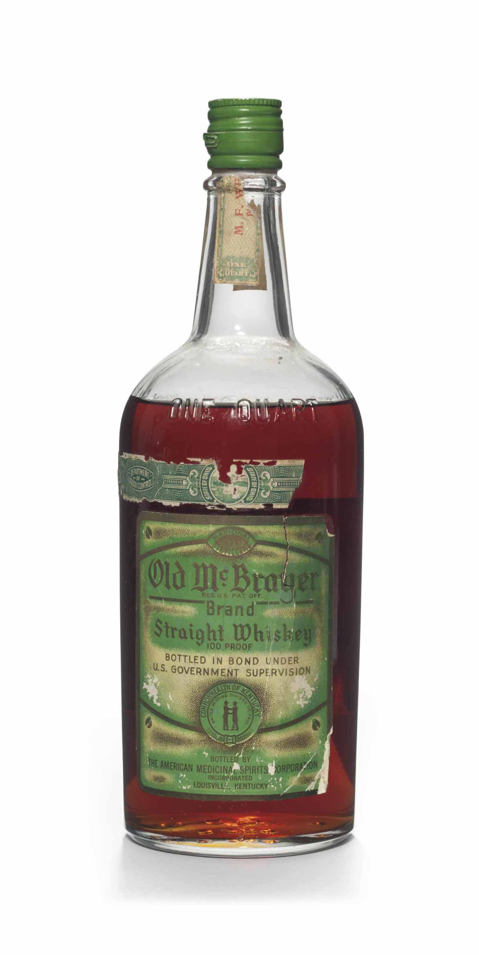 Old McBrayer Straight Bourbon Whiskey , 1 quart bottle per lot Christie's