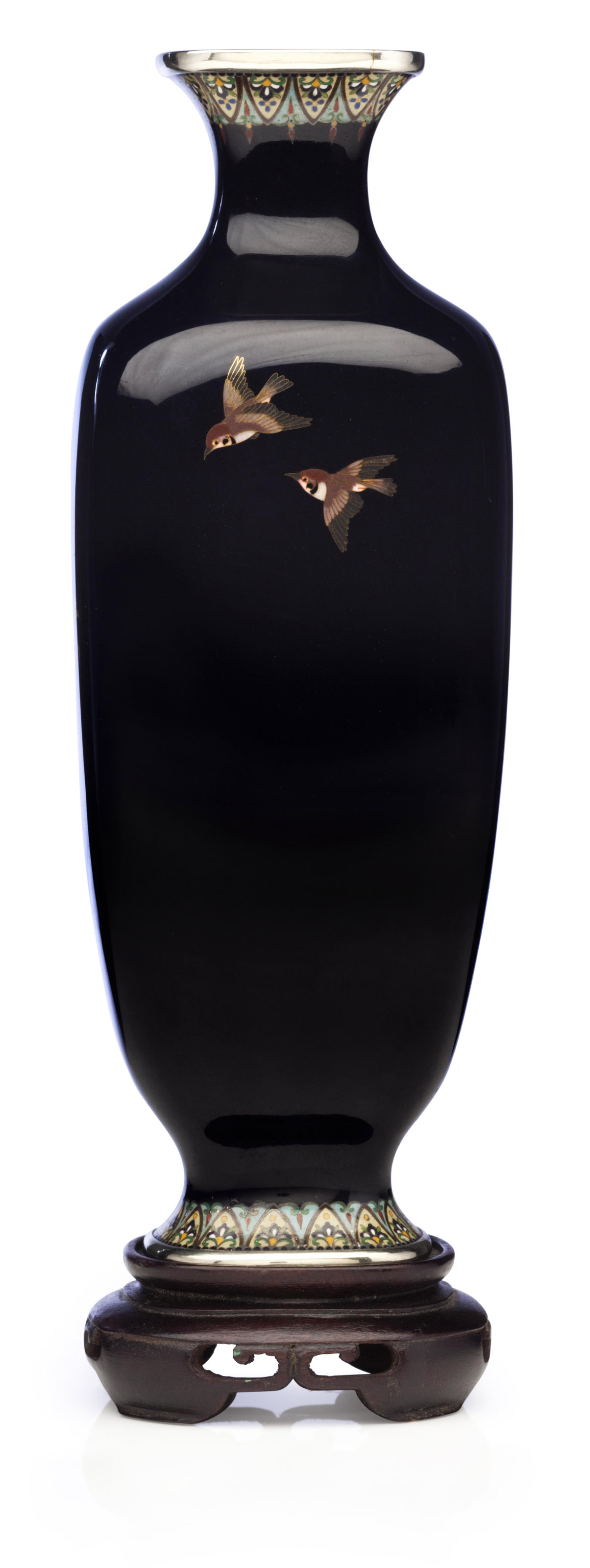 【超歓迎】 vase, enamel cloisonné A SIGNED WITH AND SAKU HAYASHI NAGOYA 置物