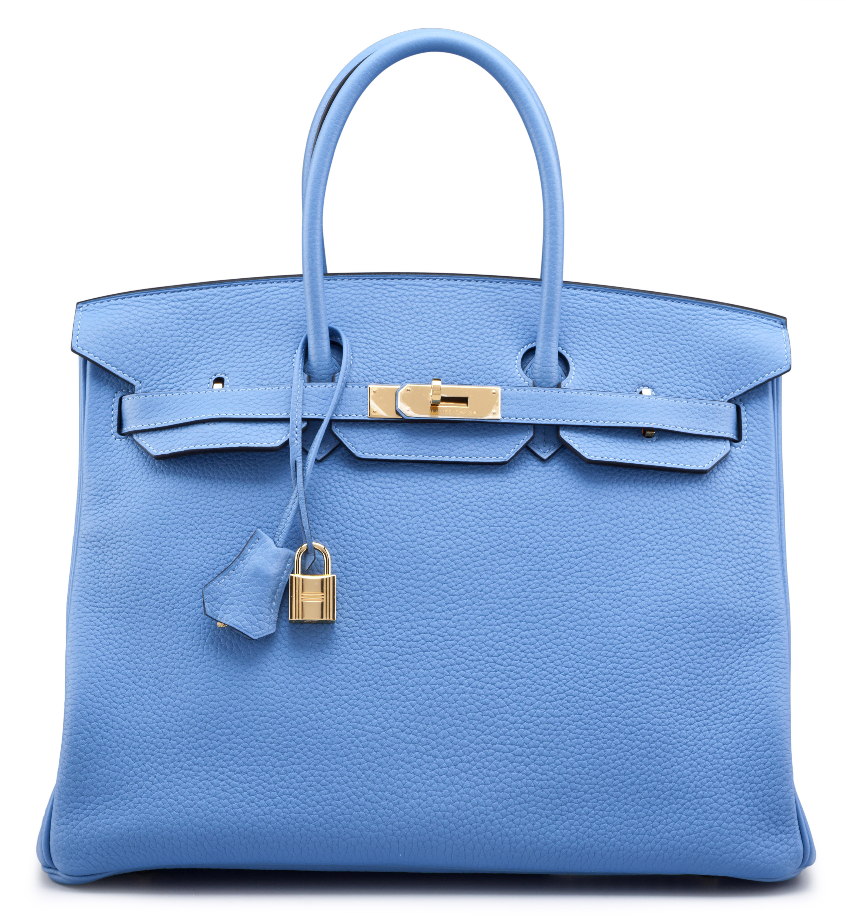 A 35CM BLUE PARADISE CLEMENCE LEATHER BIRKIN BAG HERM S 2014