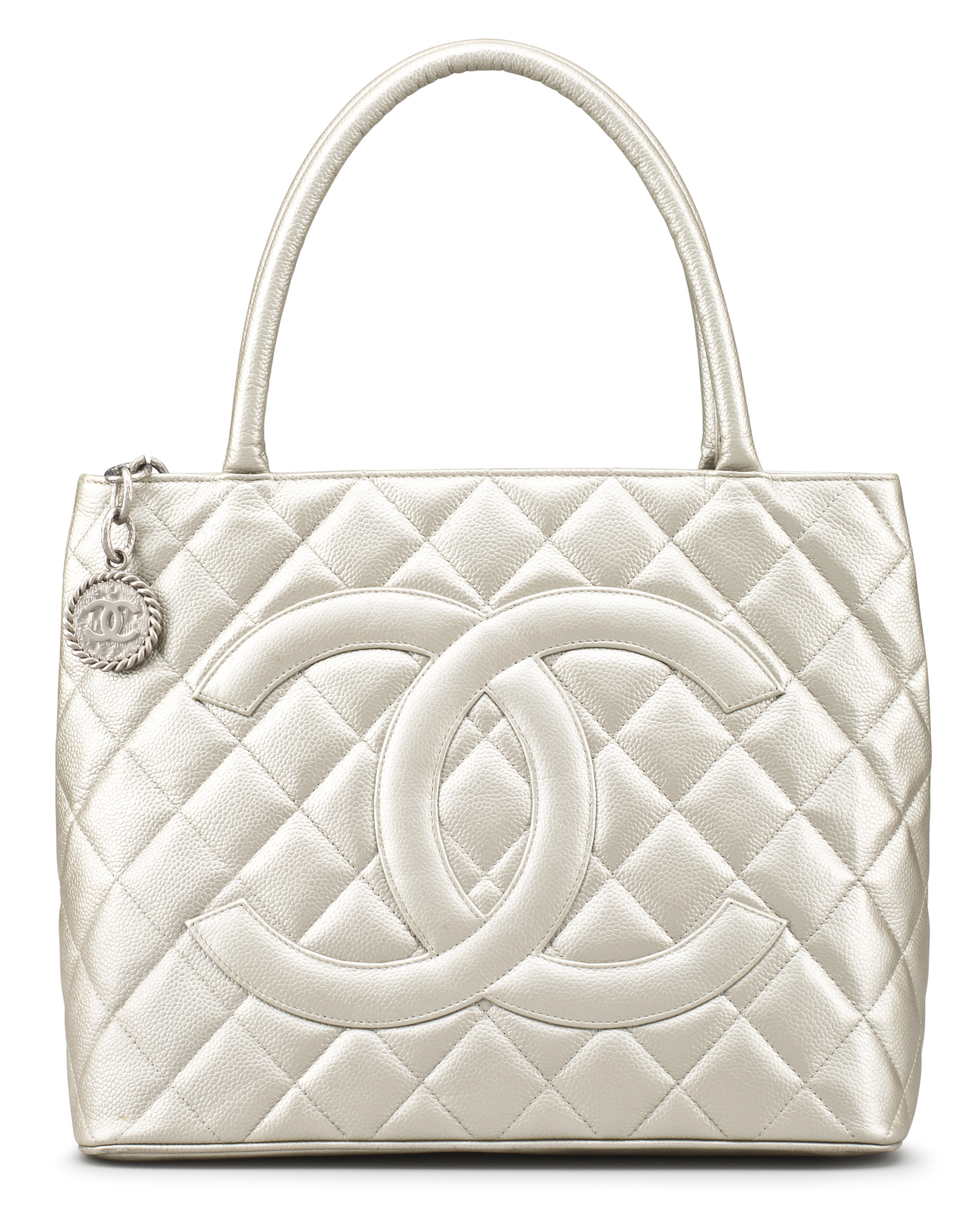 chanel gold medallion tote caviar