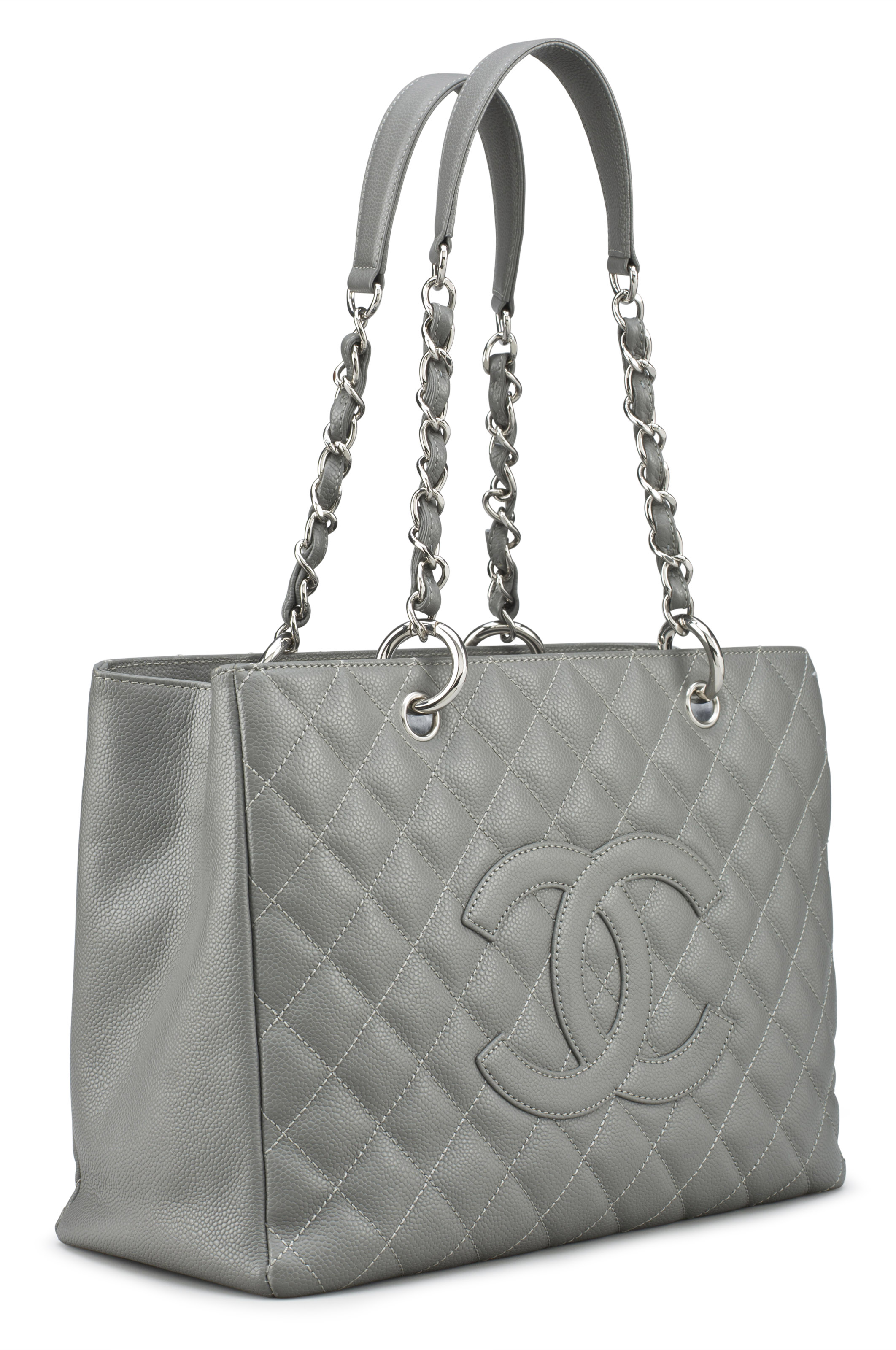 A GRAY CAVIAR LEATHER GRAND SHOPPING TOTE BAG, CHANEL, 2009-2010