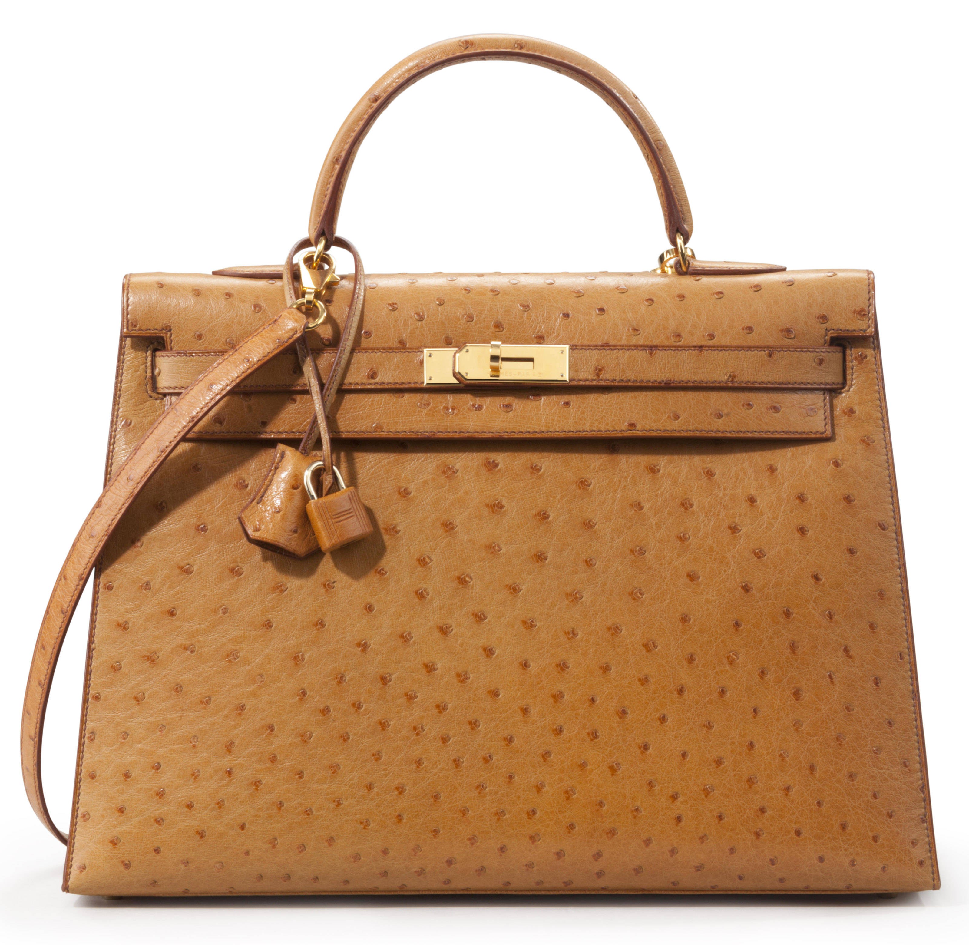 A 35CM COGNAC OSTRICH SELLIER KELLY BAG, HERMÈS, 1996 Christie's