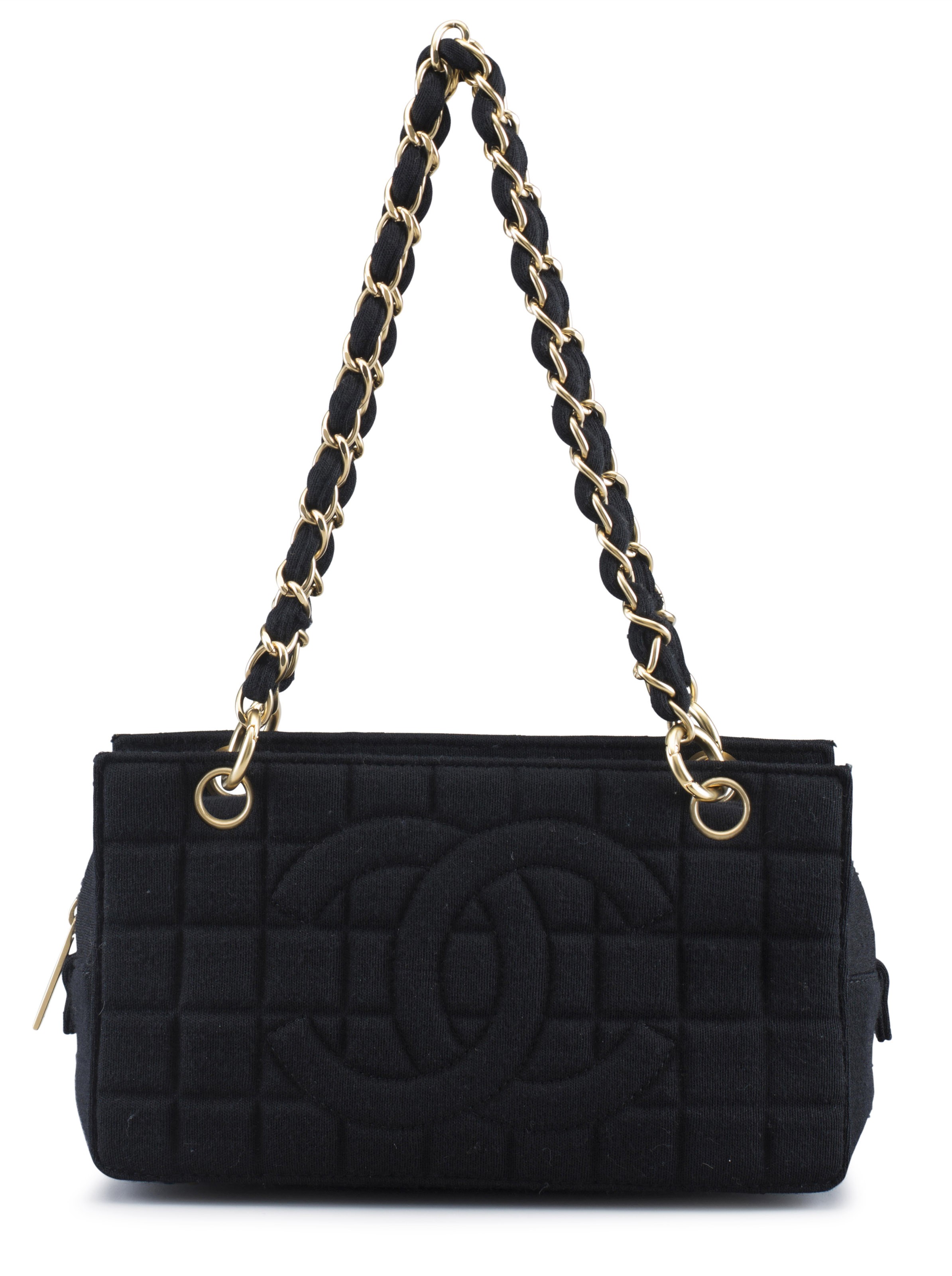 A BLACK JERSEY QUILTED SHOULDER BAG, CHANEL, 2003-2004 Christie's
