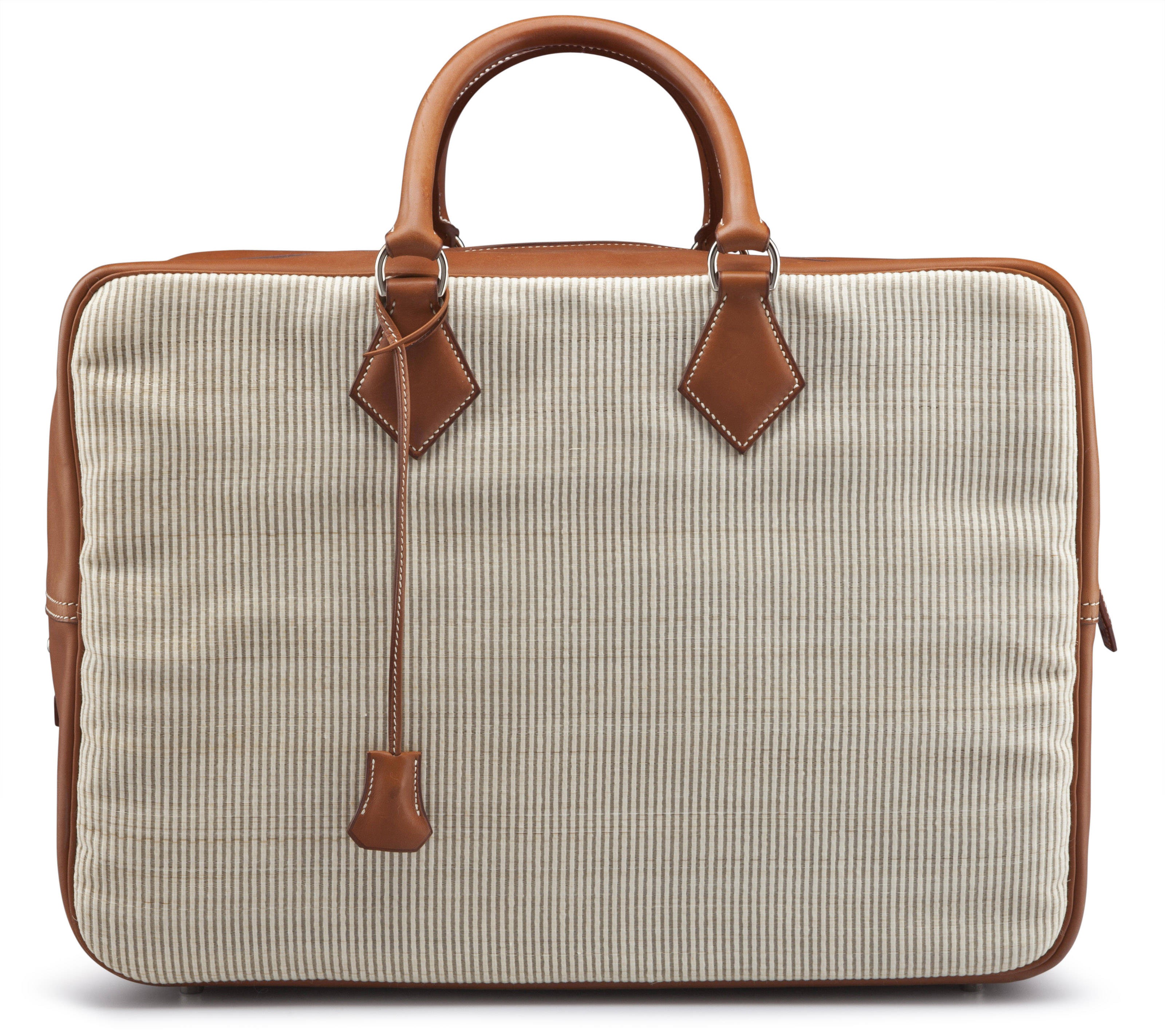 A 45CM BARENIA LEATHER & CRINOLINE VICTORIA BAG, HERMÈS, 1999
