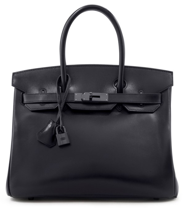 Like new Hermes birkin 30 So black calfbox with So black dust bag