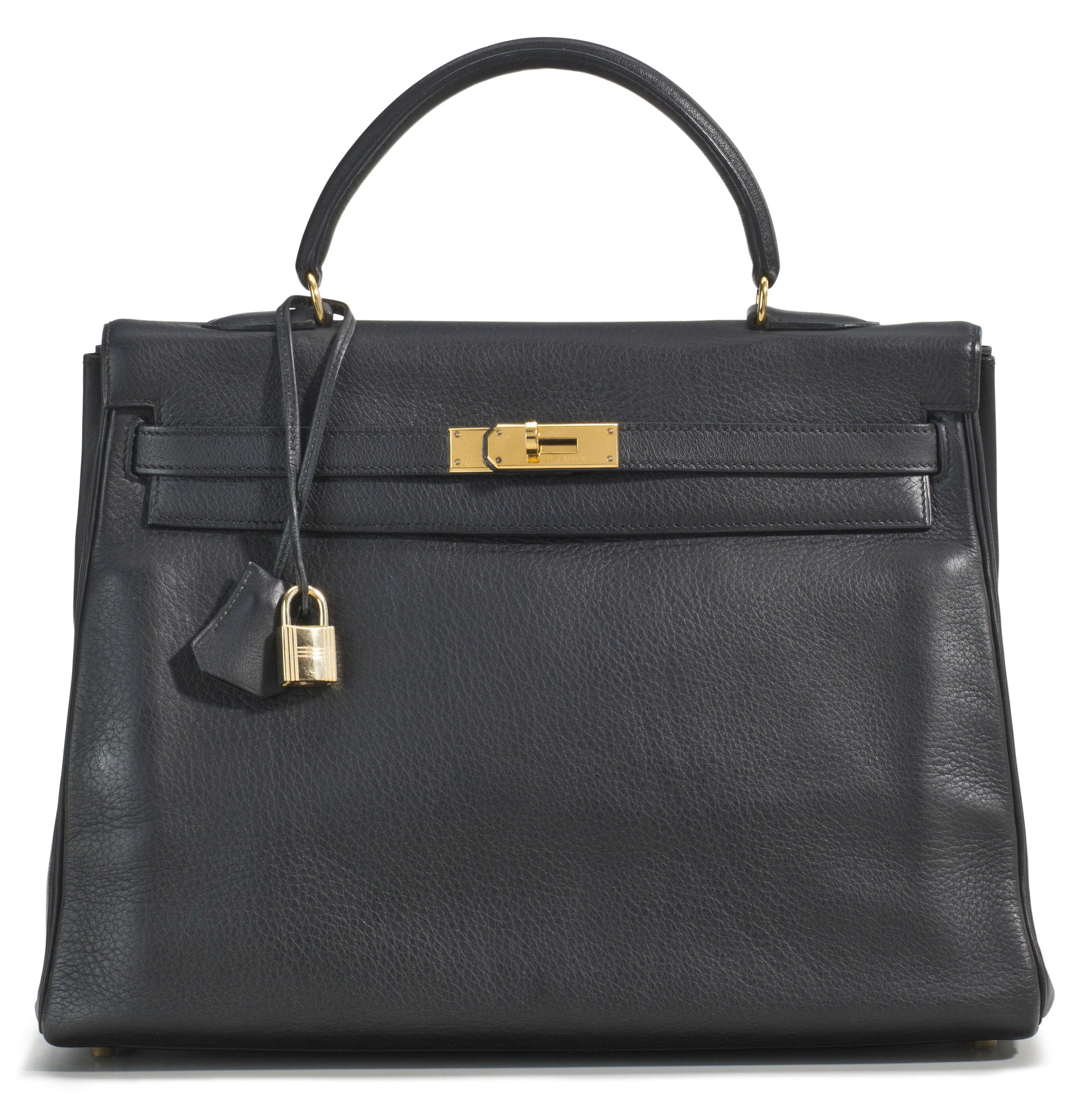 A 35CM BLACK FJORD LEATHER RETOURNE KELLY BAG HERMES 1996 Christie s