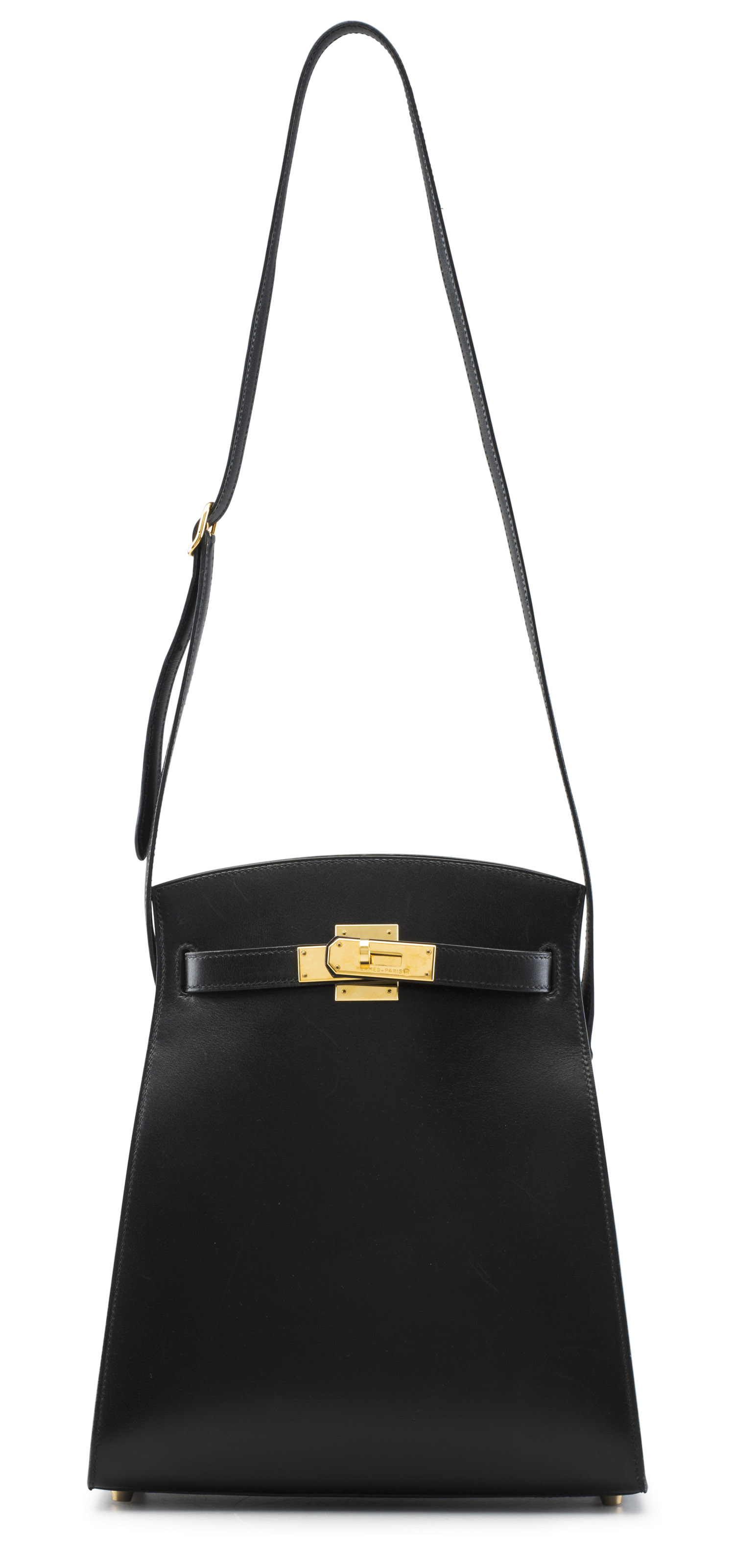 A 24CM BLACK CALFBOX LEATHER KELLY SPORT BAG HERM S 2001