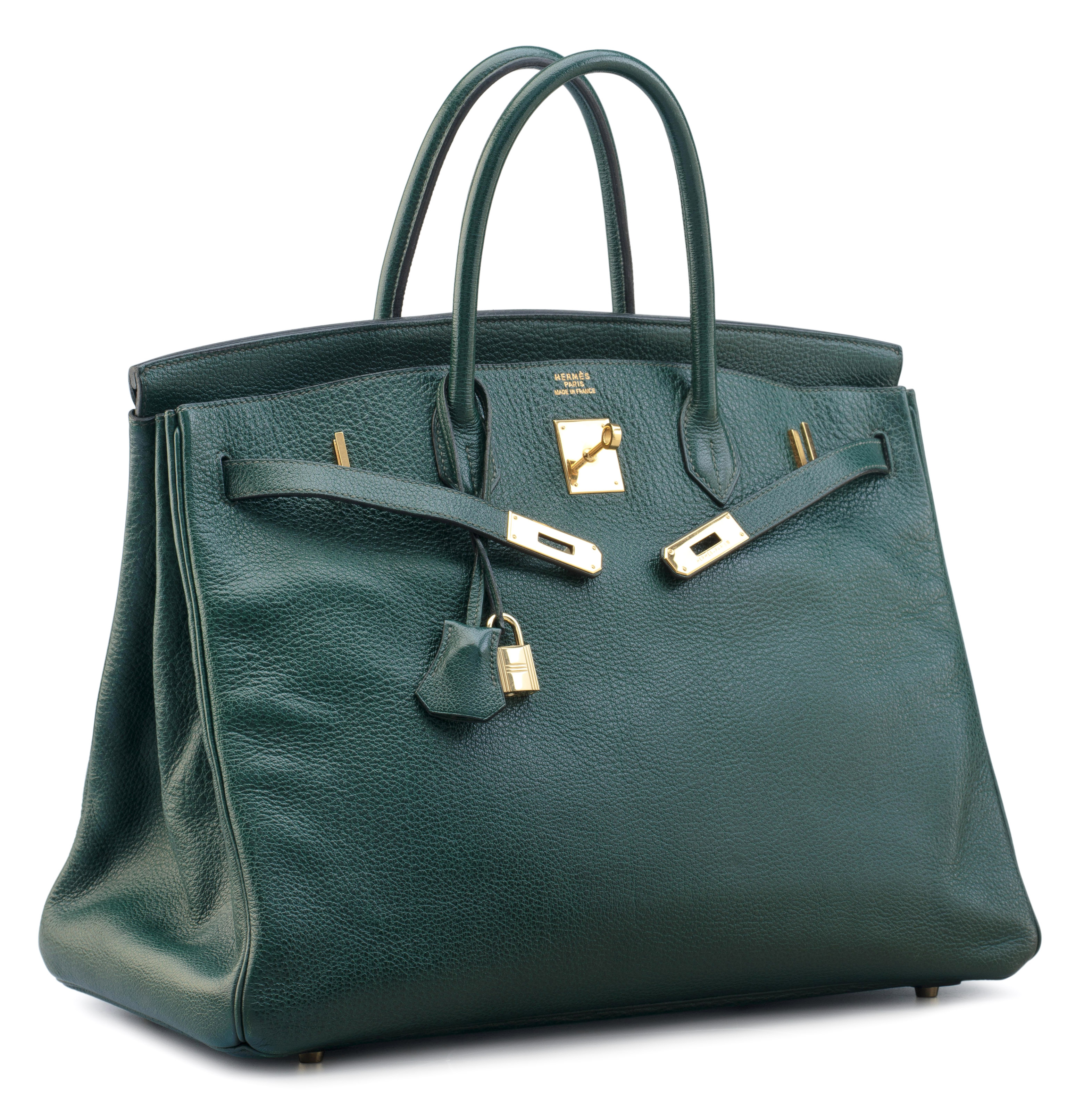 A 35CM VERT ANGLAIS BUFFALO SKIPPER LEATHER BIRKIN BAG