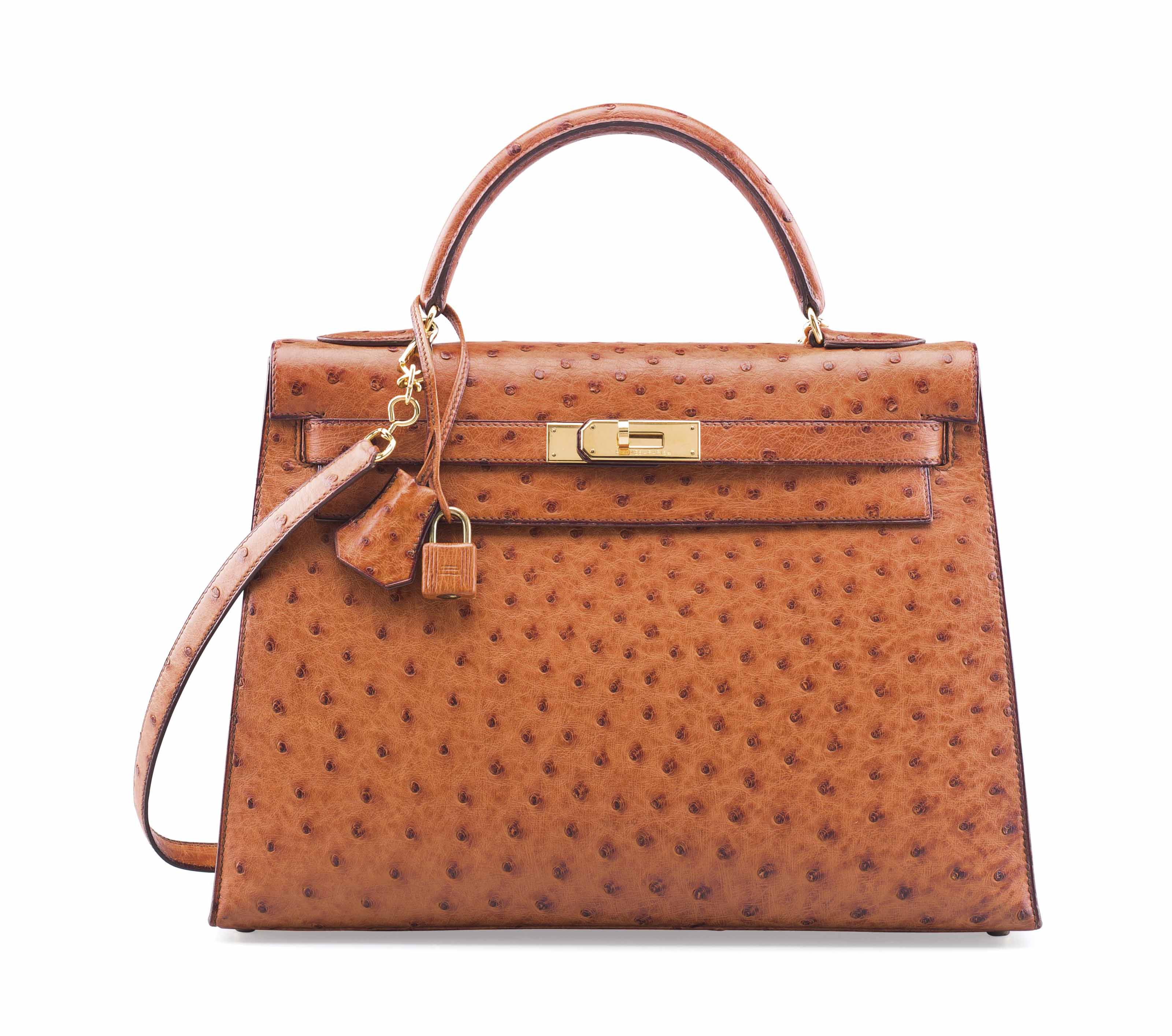 Hermes Black Ostrich 32 cm Kelly with Gold Hardware