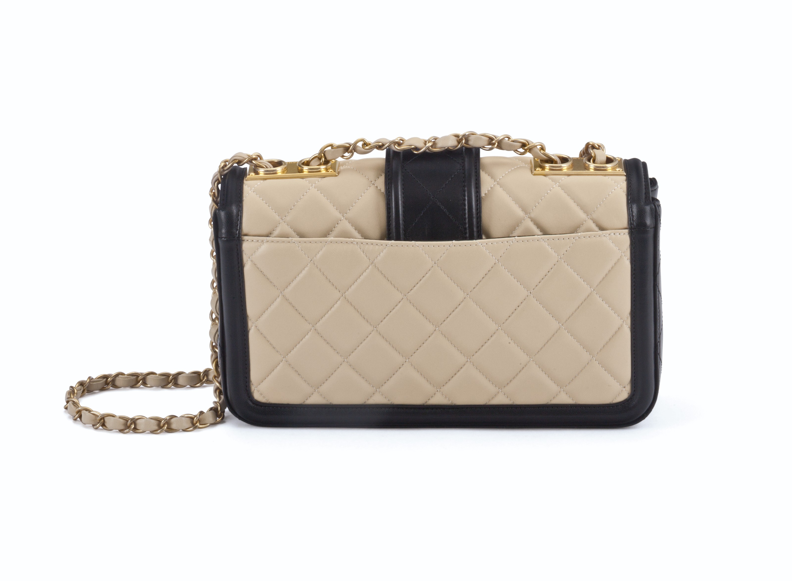 Black and beige handbag sales