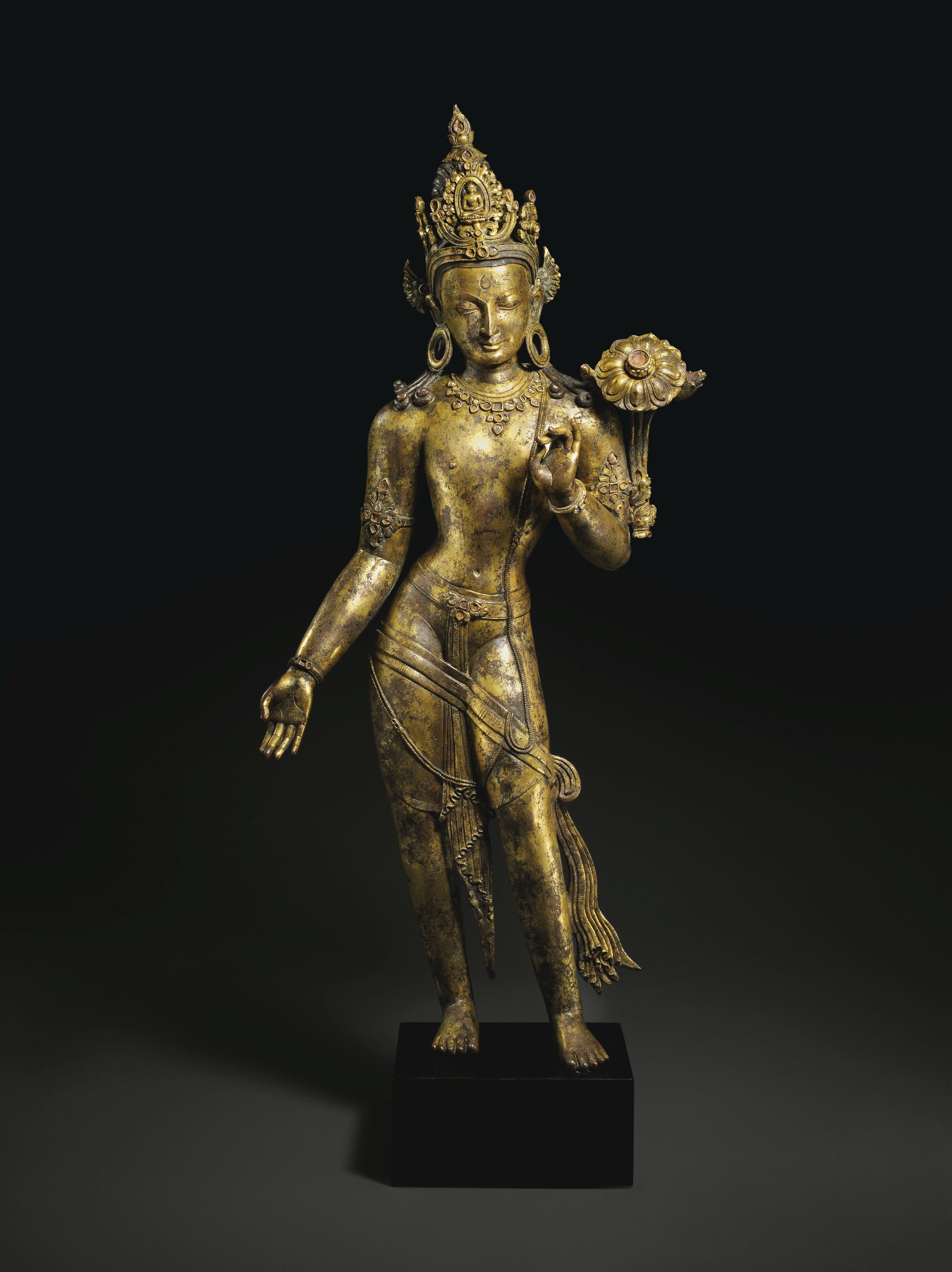 Image result for A LARGE AND IMPORTANT GILT BRONZE FIGURE OF AVALOKITESHVARA NEPAL, 13TH CENTURY
