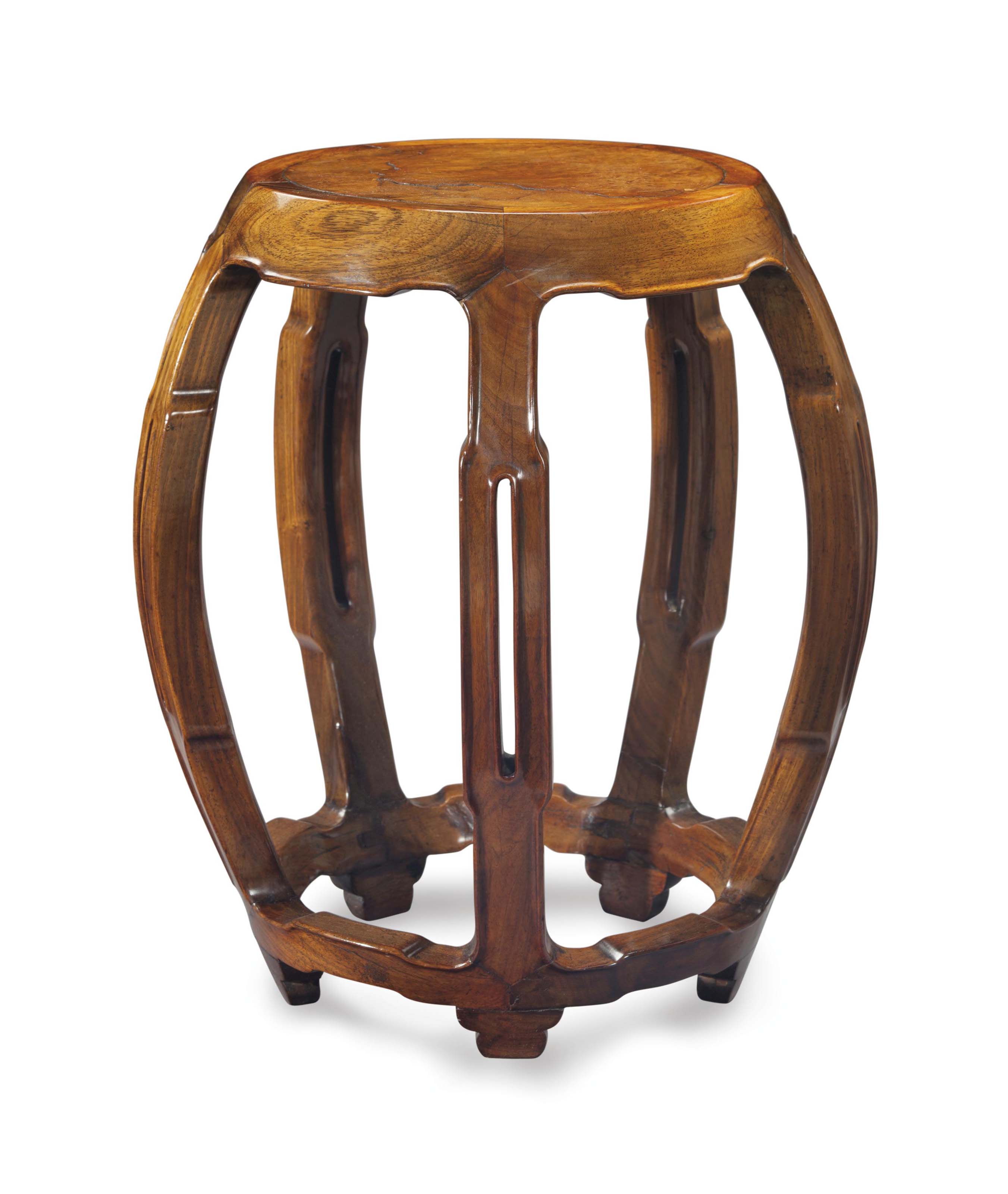 A HUAMUINSET HONGMU BARRELFORM DRUM STOOL , CHINA, QING DYNASTY, 19TH