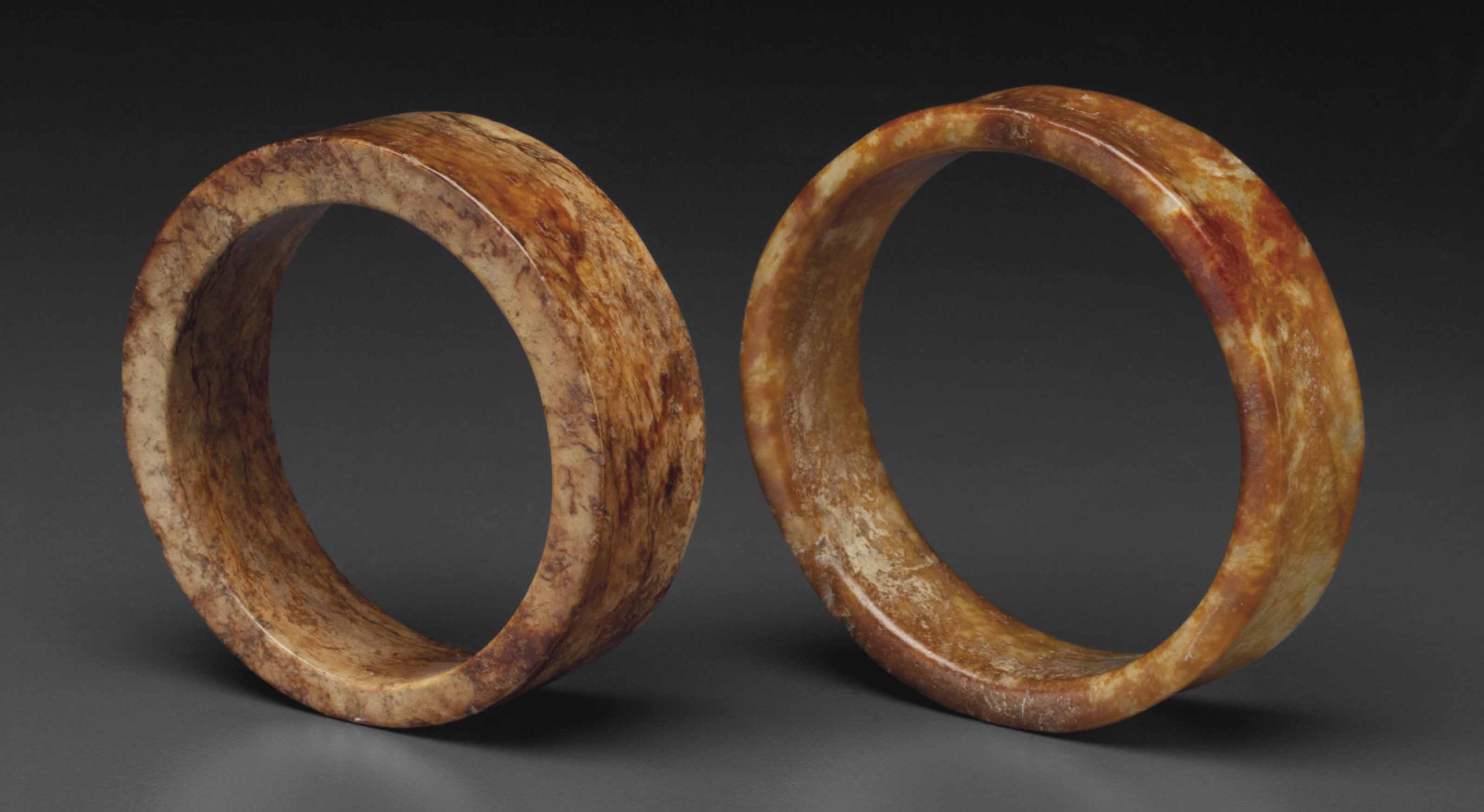 TWO NEOLITHIC JADE BRACELETS , CHINA, NEOLITHIC PERIOD, LIANGZHU