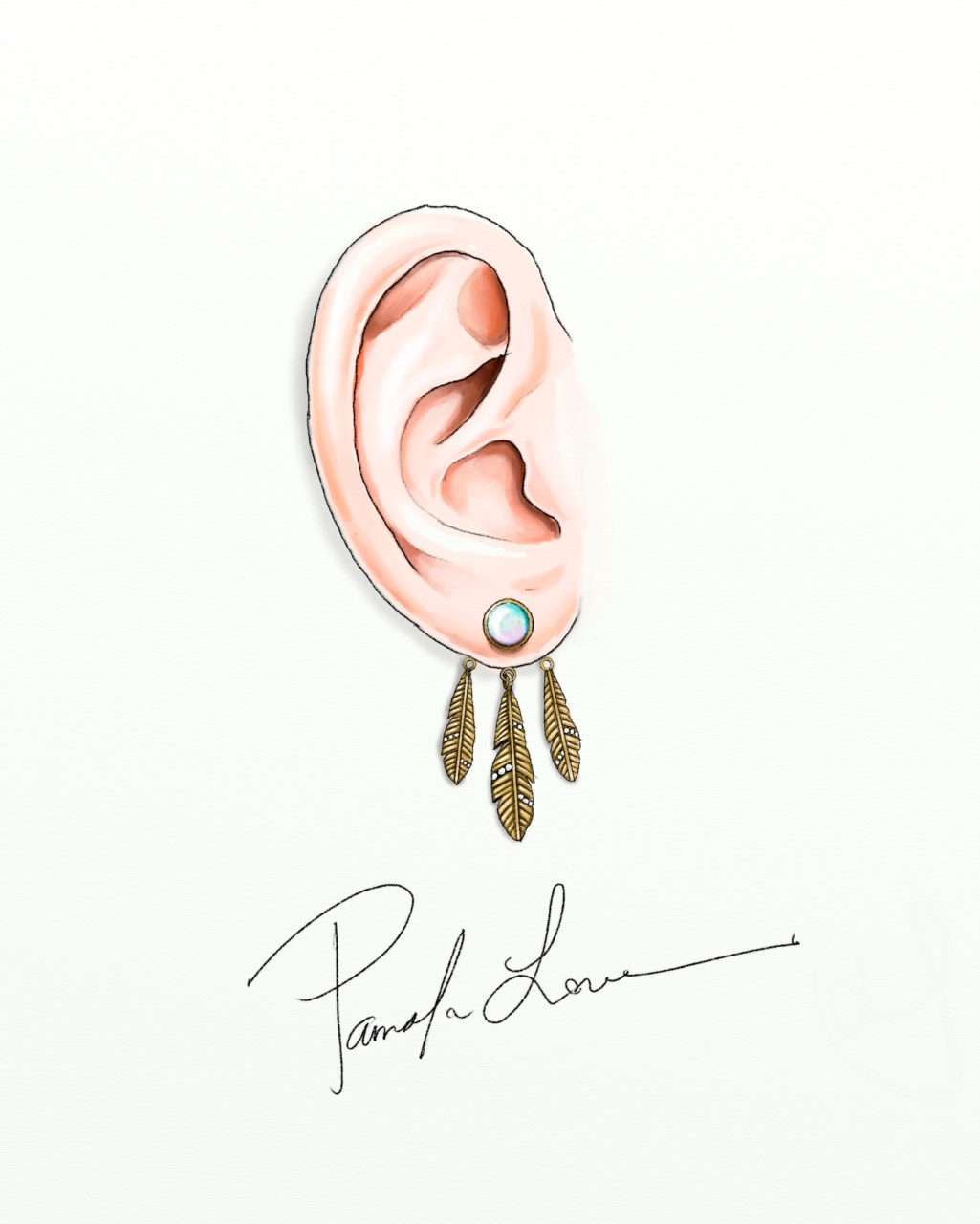 A PAIR OF OPAL, DIAMOND AND 10K GOLD "FRIDA" EARRINGS