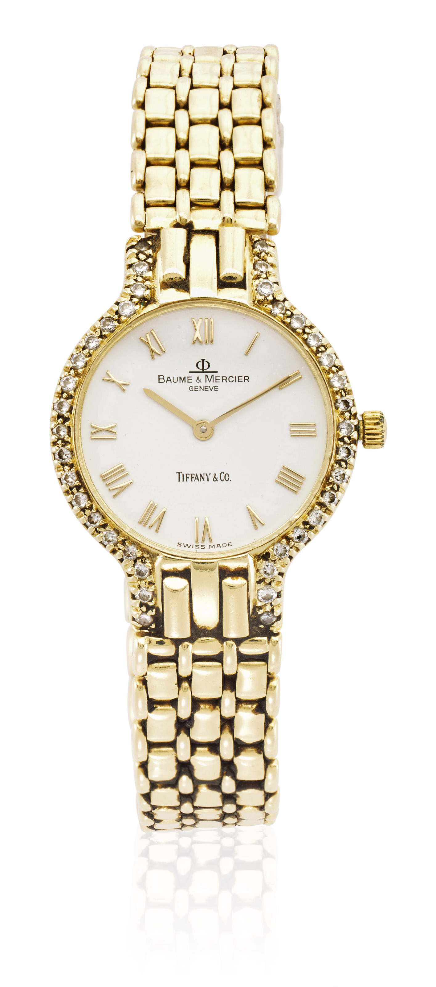 TIFFANY & CO. BAUME & MERCIER DIAMOND AND GOLD WRISTWATCH  display picture 2