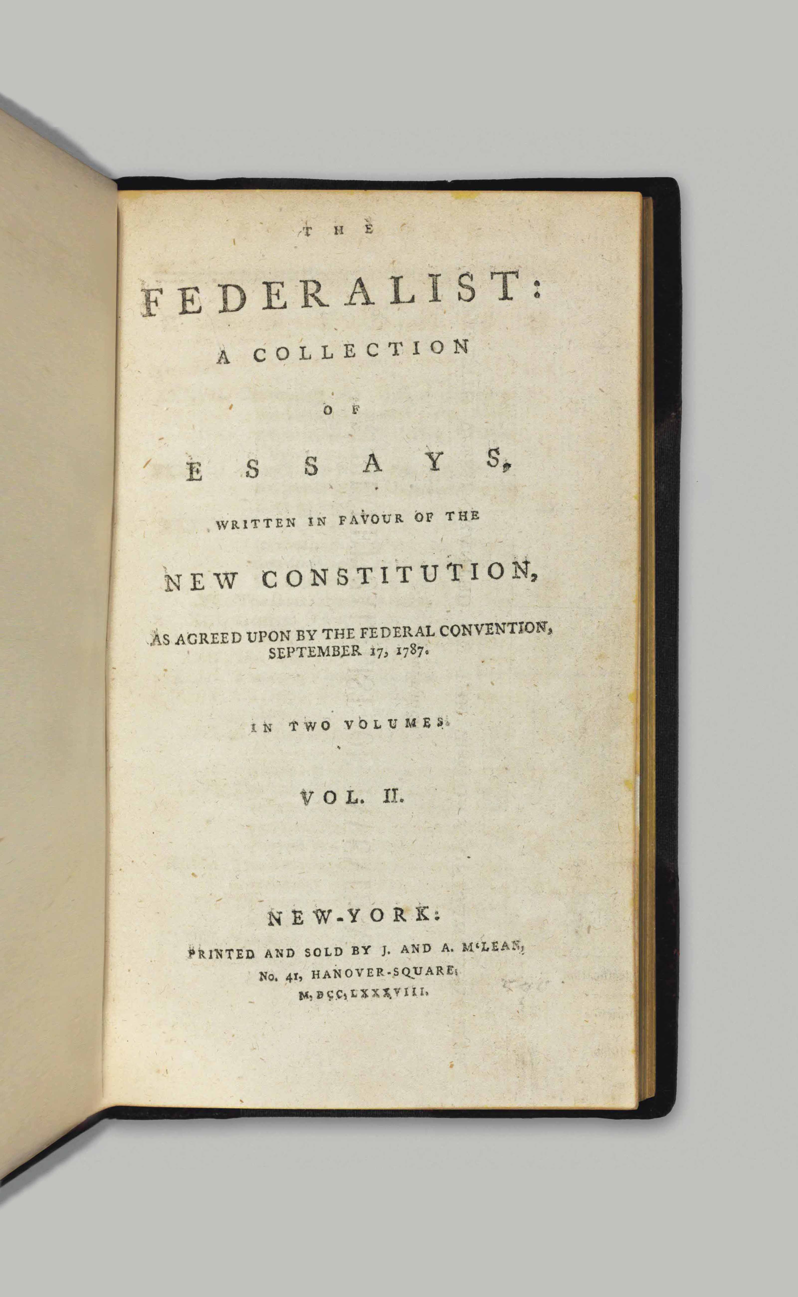 [THE FEDERALIST PAPERS]. [HAMILTON, Alexander (17391802), James
