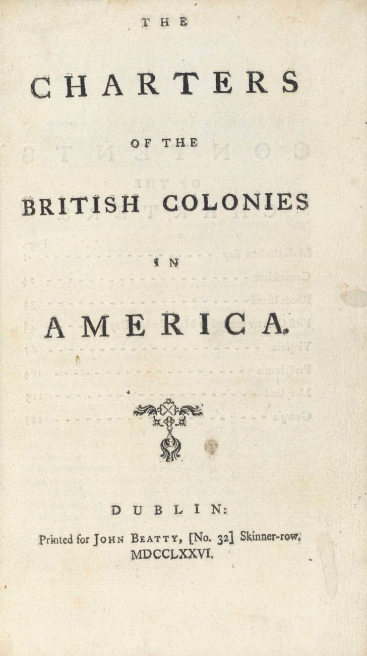 [REVOLUTIONARY WAR]. The Charters of the British Colonies in America