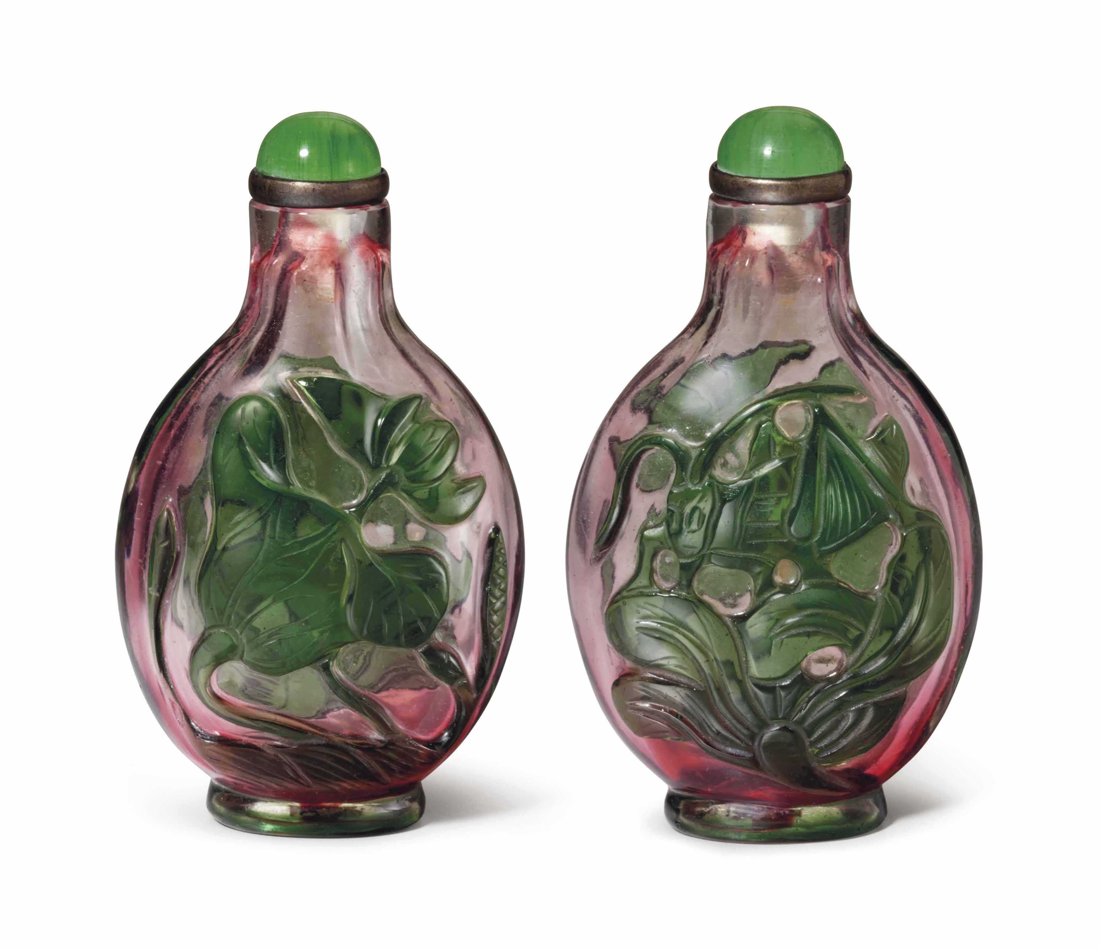 A GREENOVERLAY CLEAR GLASS SNUFF BOTTLE , 17801850 Christie's