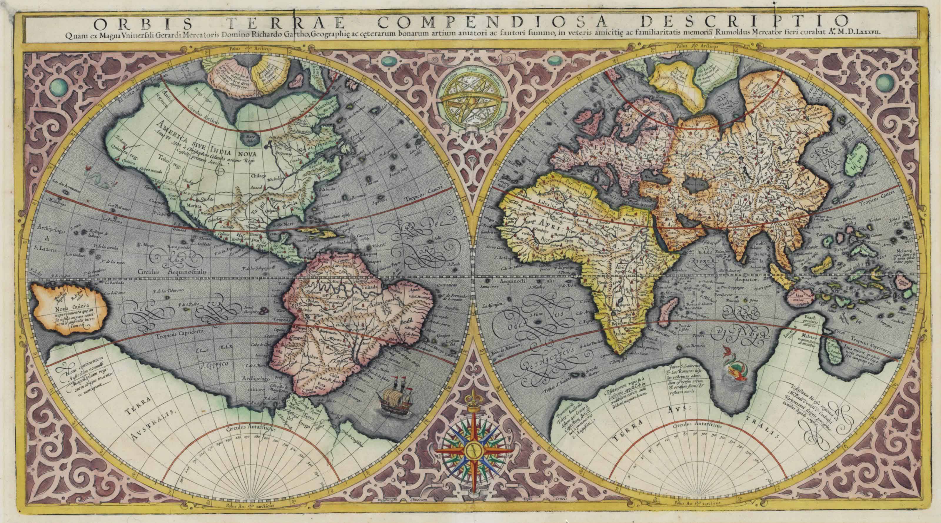 Mercator Rumold 1545 1599 Orbis Terrae Compendiosa Descriptio Amsterdam Dated 1587 Ca 1619 Christie S
