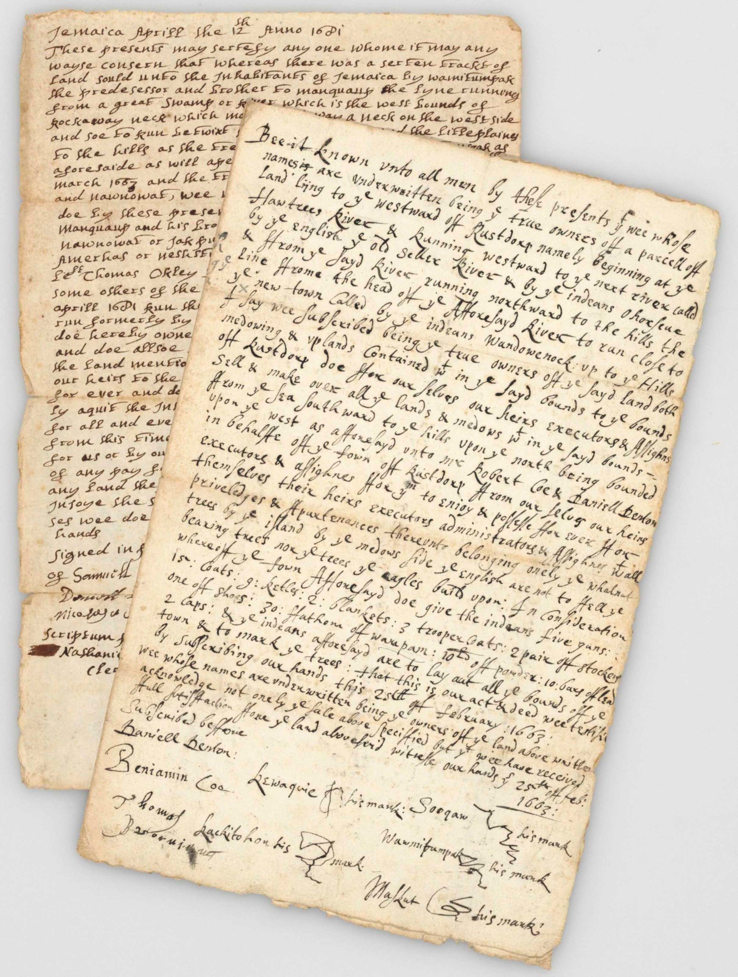 [NATIVE AMERICAN DEEDS.] Two manuscript documents signed with marks by