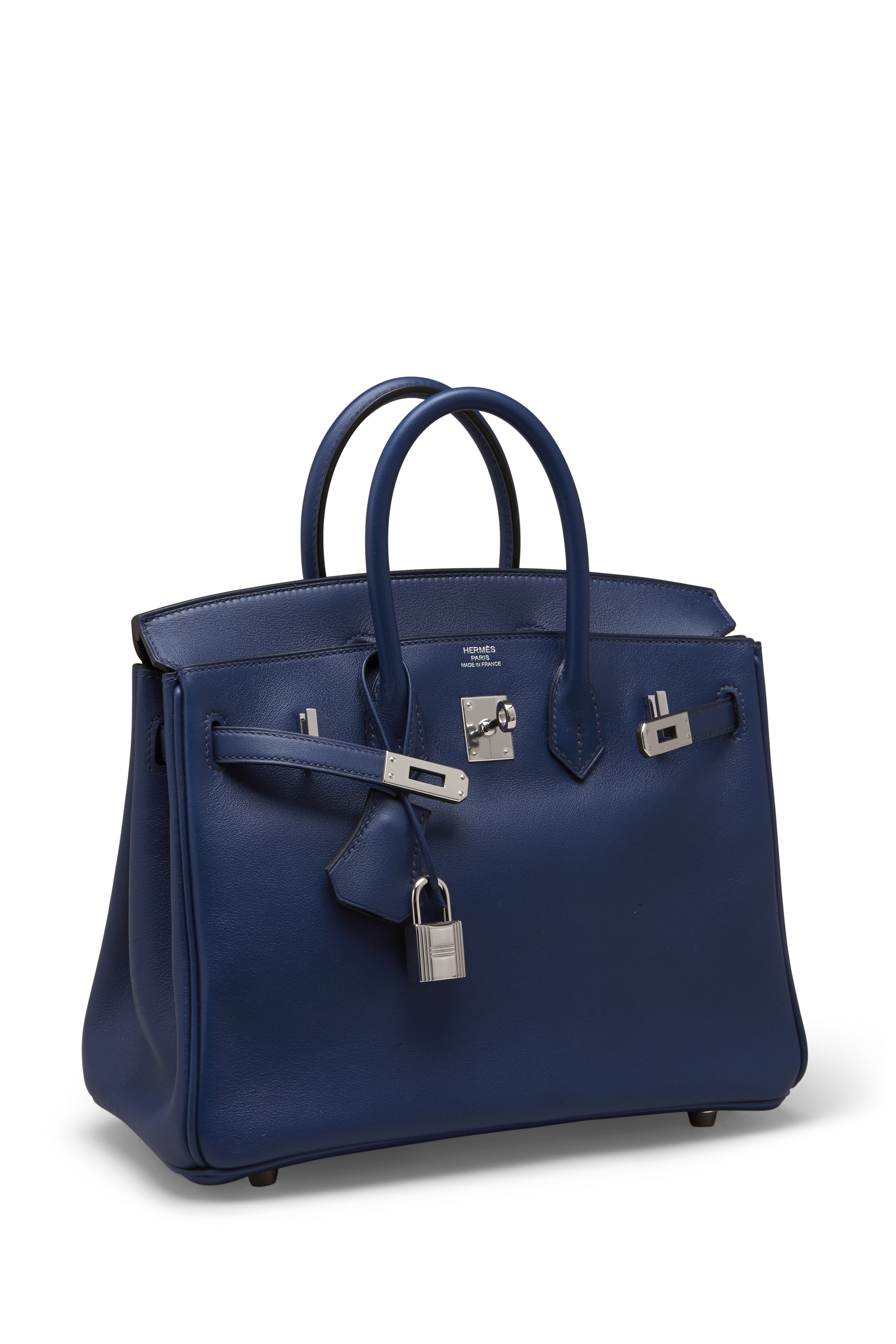 SAC BIRKIN 25 EN CUIR SWIFT BLEU SAPHIR GARNITURE EN M TAL